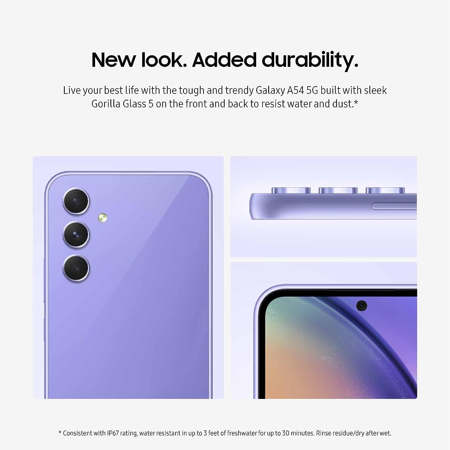 SAMSUNG Galaxy A54 5G A Series Cell Phone, Factory Unlocked Android Smartphone, 128GB w/ 6.4” Fluid Display Screen, Hi Res Camera, Long Battery Life, Refined Design, US Version, 2023, Awesome Violet