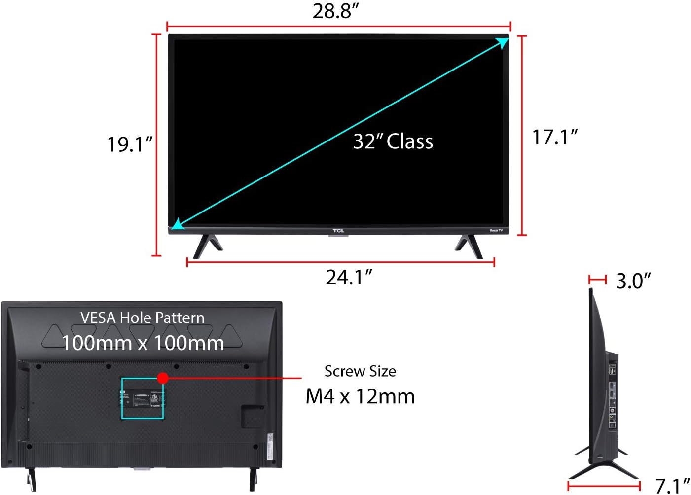 TCL 32-Inch Class HD 720p Smart LED TV Dolby Digital Advanced Digital Tuner Premium Design Compatible with Alexa & Google Assistant 32S331 (Renewed)