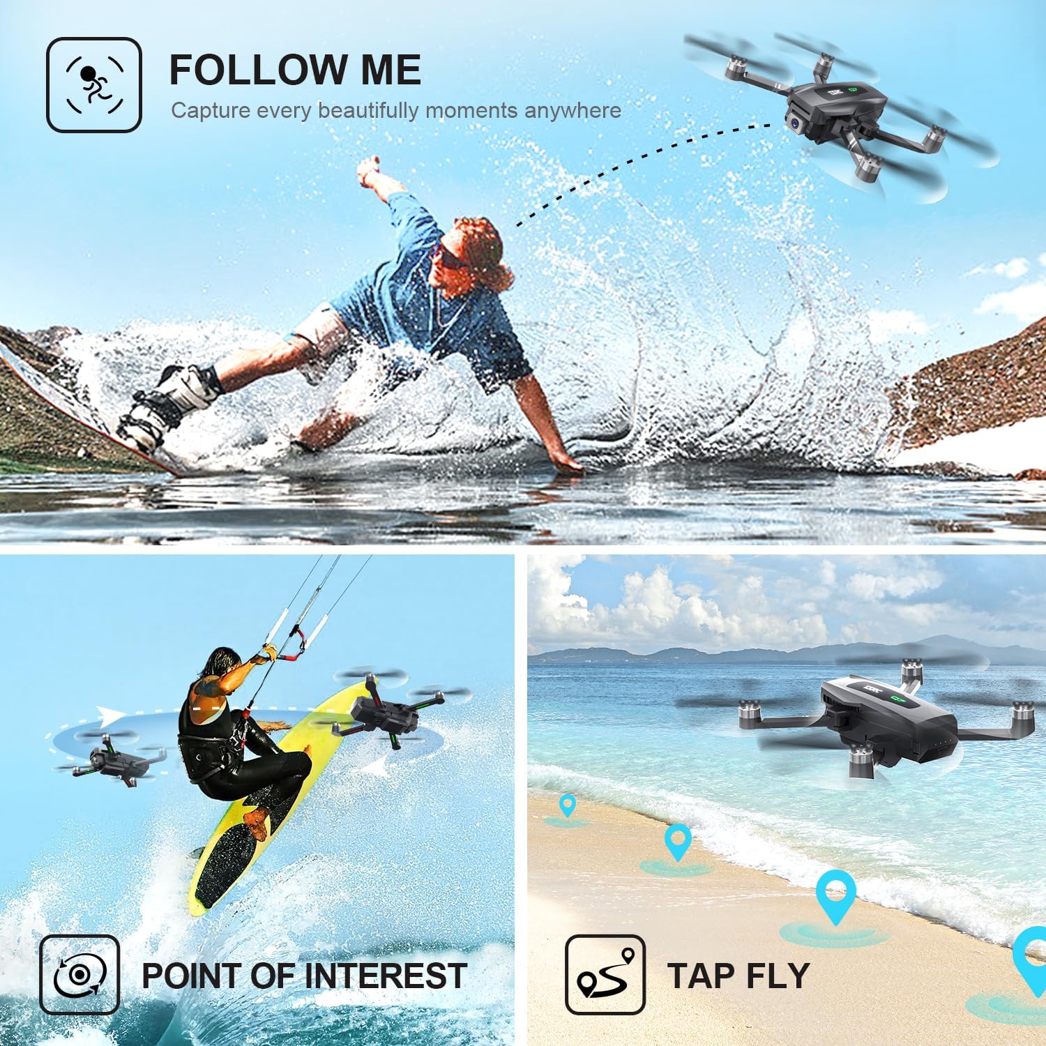 TENSSENX GPS Drone with 4K UHD Camera for Adults, TSRC Q7 Foldable FPV RC Quadcopter with Brushless Motor, Smart Return Home, Follow Me, 60 Min Flight Time, Long Control Range, Includes Carrying Bag