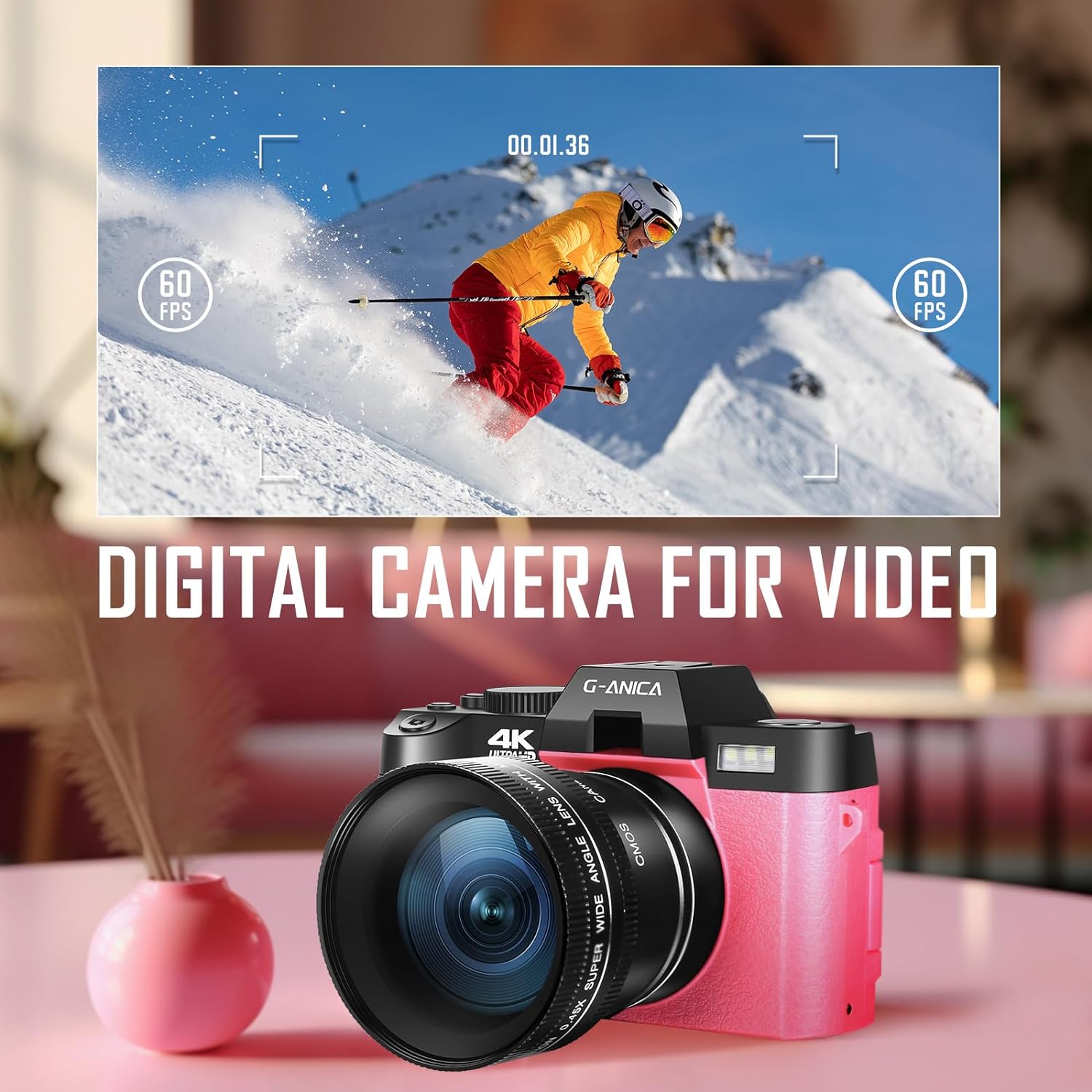 G-Anica Digital Cameras for Photography, 48MP&4K Video/Vlogging Camera for YouTube with WiFi, 60FPS Autofocus Travel Camera with Wide-Angle & Macro Lens (2 Batteries)