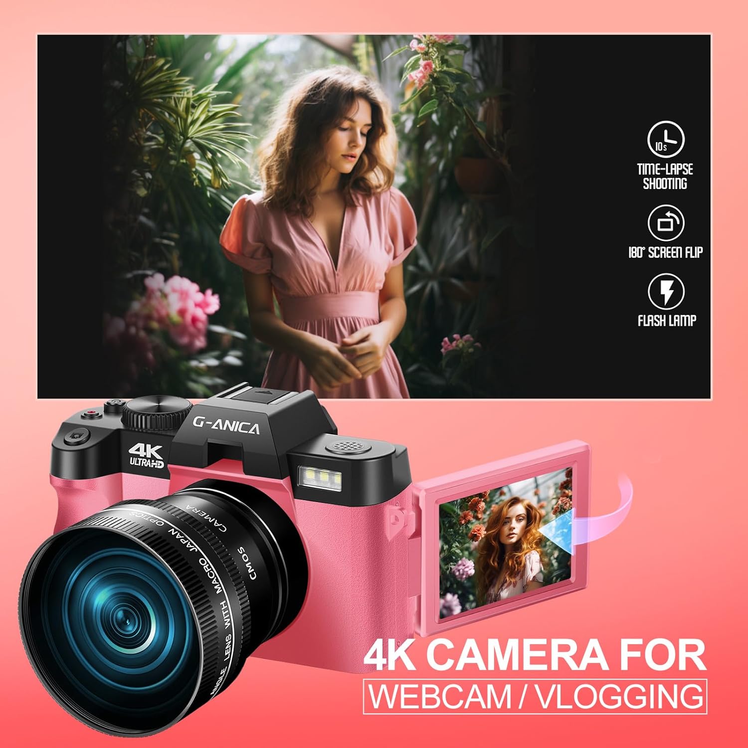 G-Anica Digital Cameras for Photography, 48MP&4K Video/Vlogging Camera for YouTube with WiFi, 60FPS Autofocus Travel Camera with Wide-Angle & Macro Lens (2 Batteries)