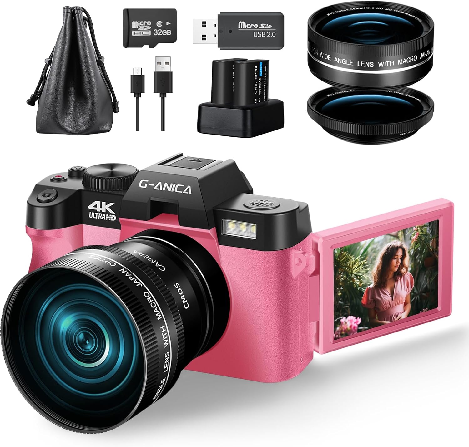 G-Anica Digital Cameras for Photography, 48MP&4K Video/Vlogging Camera for YouTube with WiFi, 60FPS Autofocus Travel Camera with Wide-Angle & Macro Lens (2 Batteries)