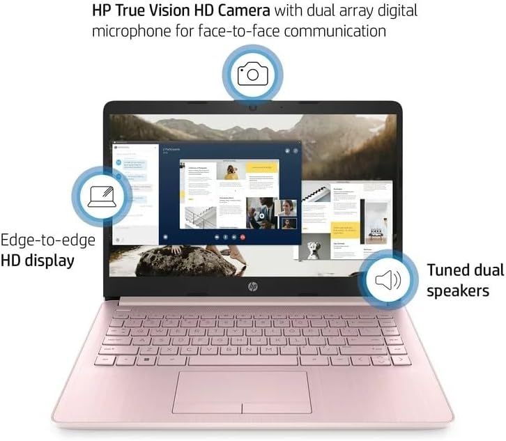 HP 14 Laptop, Intel Celeron N4020, 4 GB RAM, 64 GB Storage, 14-inch Micro-edge HD Display, Windows 11 Home, Thin & Portable, 4K Graphics, One Year of Microsoft 365 (14-dq0040nr, 2021, Snowflake White)