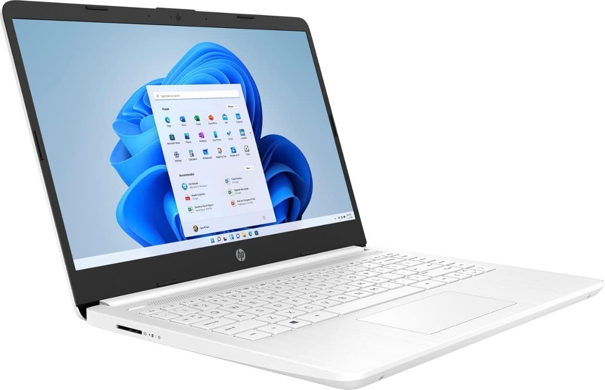 HP 14 Laptop, Intel Celeron N4020, 4 GB RAM, 64 GB Storage, 14-inch Micro-edge HD Display, Windows 11 Home, Thin & Portable, 4K Graphics, One Year of Microsoft 365 (14-dq0040nr, 2021, Snowflake White)