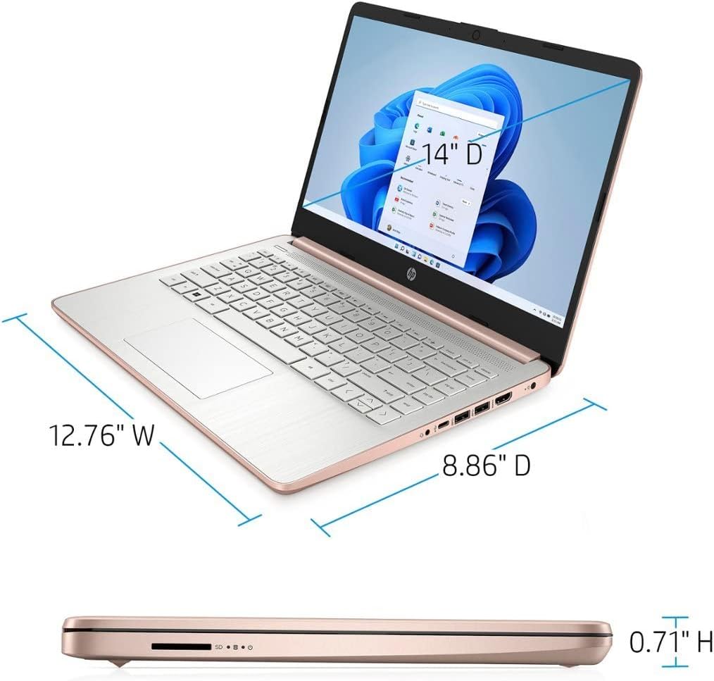 HP 14 Laptop, Intel Celeron N4020, 4 GB RAM, 64 GB Storage, 14-inch Micro-edge HD Display, Windows 11 Home, Thin & Portable, 4K Graphics, One Year of Microsoft 365 (14-dq0040nr, 2021, Snowflake White)