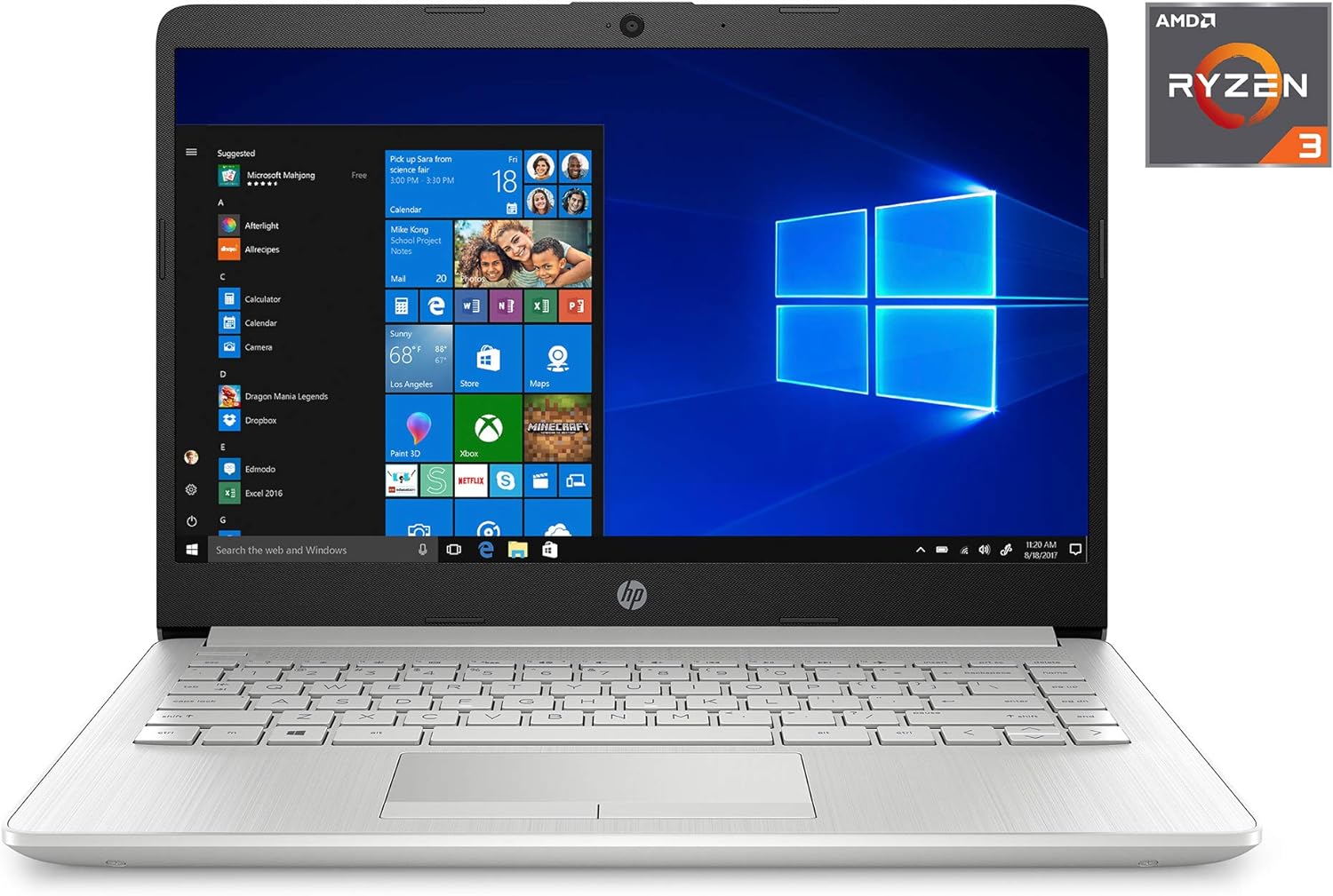 HP 14 Laptop, Intel Celeron N4020, 4 GB RAM, 64 GB Storage, 14-inch Micro-edge HD Display, Windows 11 Home, Thin & Portable, 4K Graphics, One Year of Microsoft 365 (14-dq0040nr, 2021, Snowflake White)