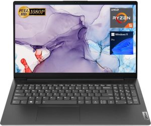 Lenovo V15 Laptop, 15.6″ FHD Display, AMD Ryzen 5 5500U Hexa-core Processor (Beat Intel i7-1065G7), 16GB RAM, 1TB SSD, HDMI, RJ45, Numeric Keypad, Wi-Fi, Windows 11 Pro, Black