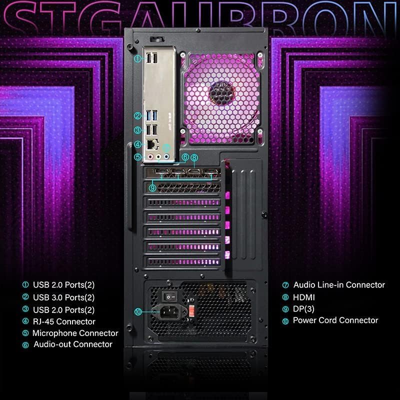 STGAubron Gaming Desktop PC Computer,Intel Core I7 3.4 GHz up to 3.9 GHz,Radeon RX 580 8G GDDR5,16G RAM,512G SSD,WiFi,Bluetooth 5.0,RGB Fanx6,RGB Keyboard&Mouse&Mouse Pad,RGB BT Sound Bar,W10H64