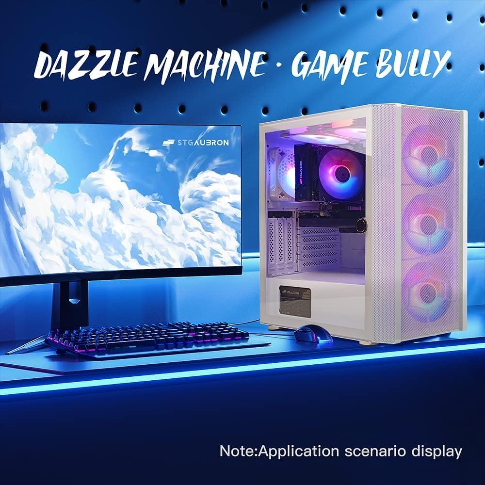 STGAubron Gaming Desktop PC Computer,Intel Core I7 3.4 GHz up to 3.9 GHz,Radeon RX 580 8G GDDR5,16G RAM,512G SSD,WiFi,Bluetooth 5.0,RGB Fanx6,RGB Keyboard&Mouse&Mouse Pad,RGB BT Sound Bar,W10H64