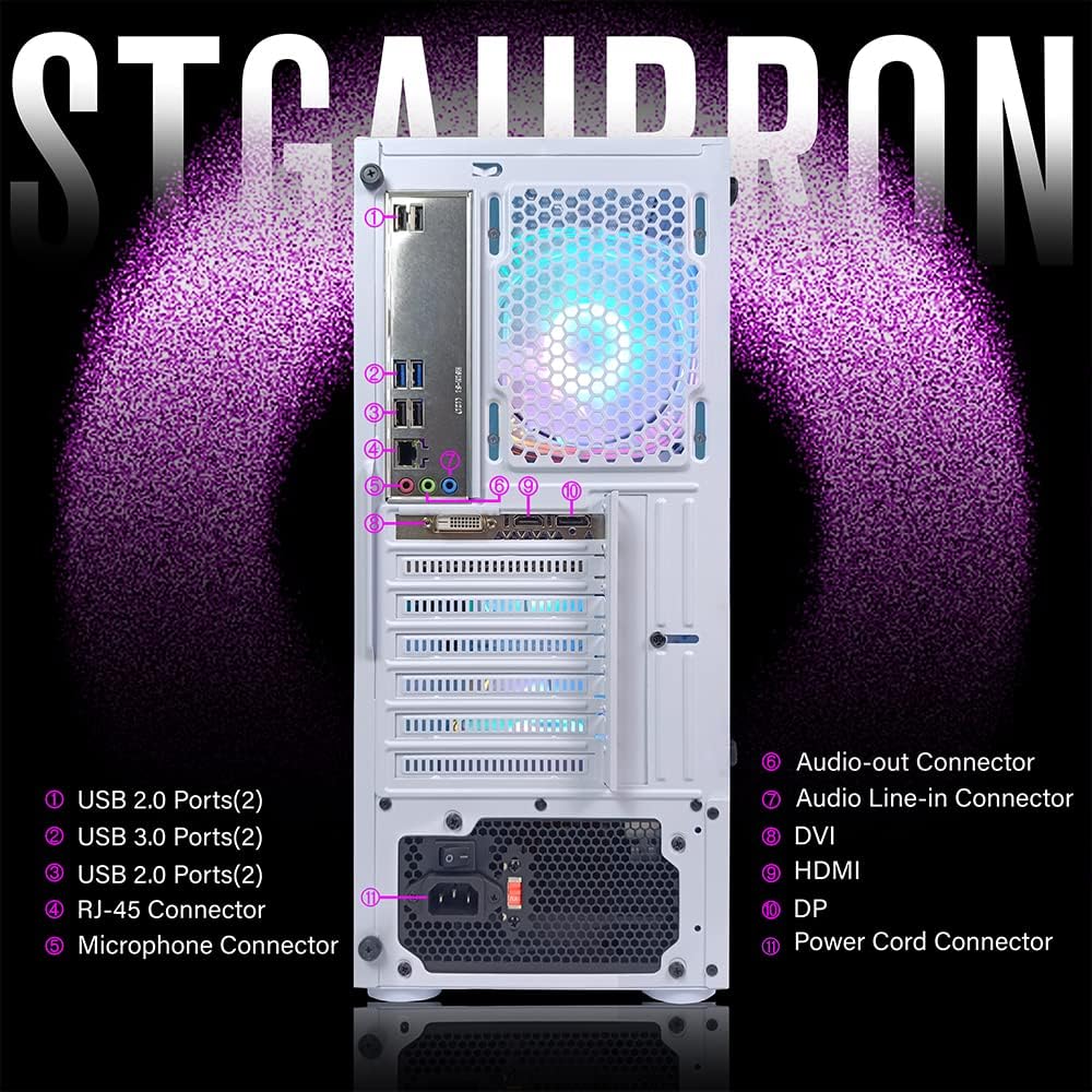 STGAubron Gaming Desktop PC Computer,Intel Core I7 3.4 GHz up to 3.9 GHz,Radeon RX 580 8G GDDR5,16G RAM,512G SSD,WiFi,Bluetooth 5.0,RGB Fanx6,RGB Keyboard&Mouse&Mouse Pad,RGB BT Sound Bar,W10H64