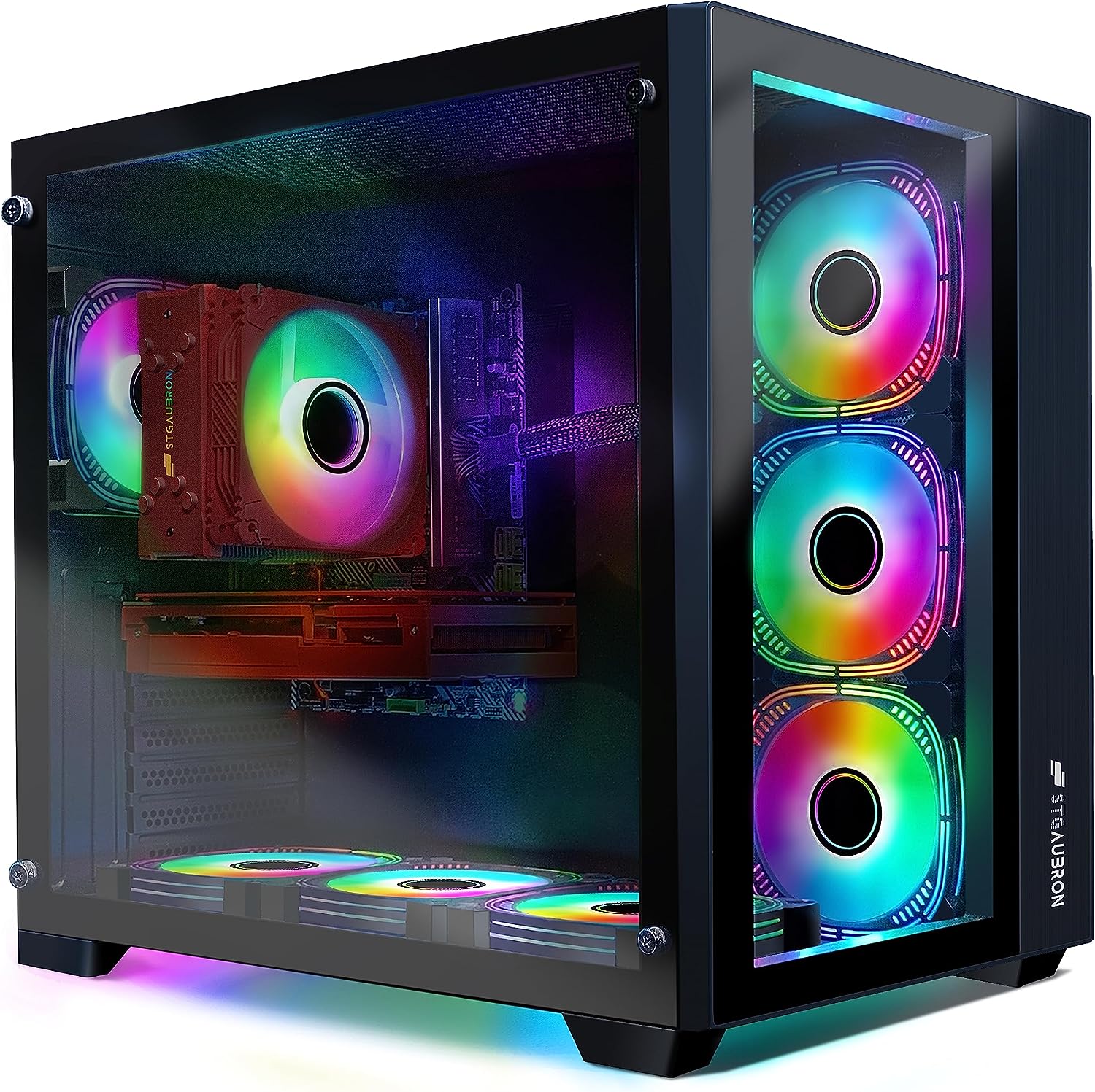 STGAubron Gaming Desktop PC Computer,Intel Core I7 3.4 GHz up to 3.9 GHz,Radeon RX 580 8G GDDR5,16G RAM,512G SSD,WiFi,Bluetooth 5.0,RGB Fanx6,RGB Keyboard&Mouse&Mouse Pad,RGB BT Sound Bar,W10H64