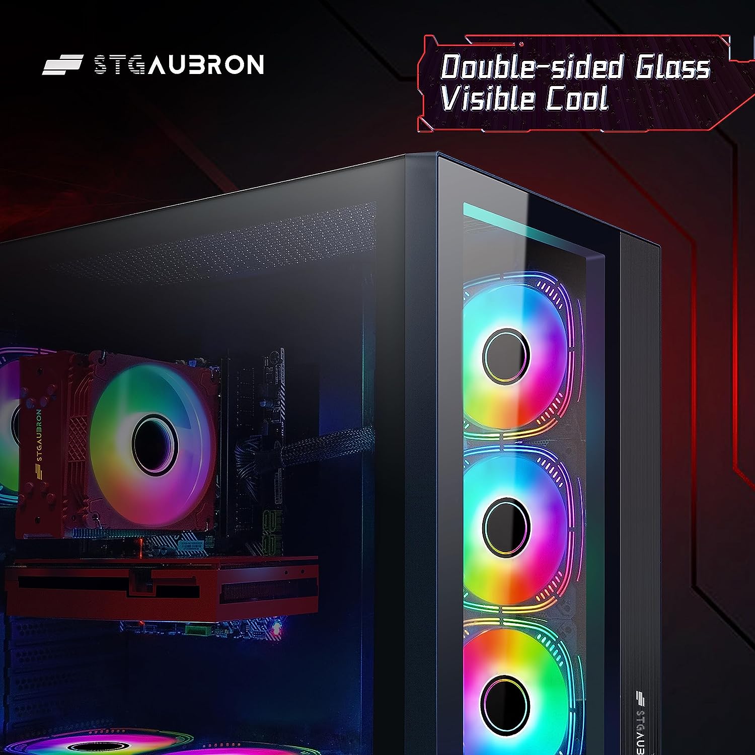 STGAubron Gaming Desktop PC Computer,Intel Core I7 3.4 GHz up to 3.9 GHz,Radeon RX 580 8G GDDR5,16G RAM,512G SSD,WiFi,Bluetooth 5.0,RGB Fanx6,RGB Keyboard&Mouse&Mouse Pad,RGB BT Sound Bar,W10H64