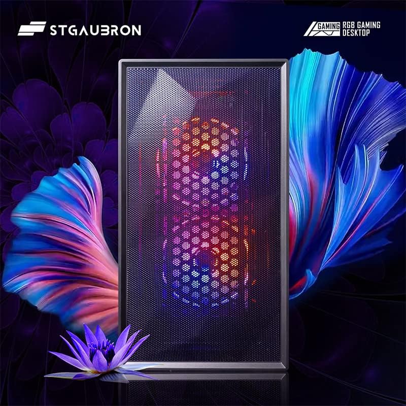 STGAubron Gaming Desktop PC Computer,Intel Core I7 3.4 GHz up to 3.9 GHz,Radeon RX 580 8G GDDR5,16G RAM,512G SSD,WiFi,Bluetooth 5.0,RGB Fanx6,RGB Keyboard&Mouse&Mouse Pad,RGB BT Sound Bar,W10H64