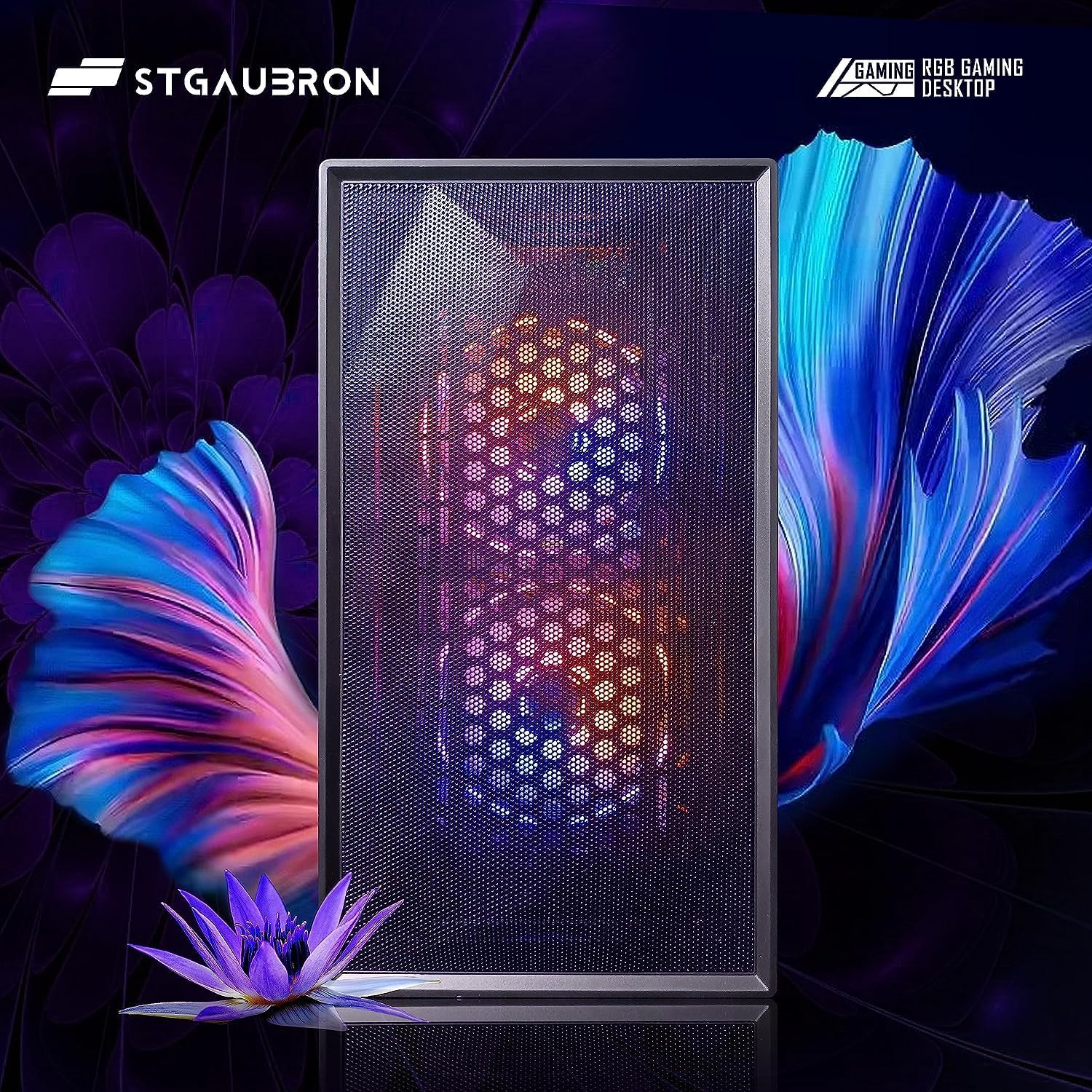 STGAubron Gaming Desktop PC Computer,Intel Core I7 3.4 GHz up to 3.9 GHz,Radeon RX 580 8G GDDR5,16G RAM,512G SSD,WiFi,Bluetooth 5.0,RGB Fanx6,RGB Keyboard&Mouse&Mouse Pad,RGB BT Sound Bar,W10H64