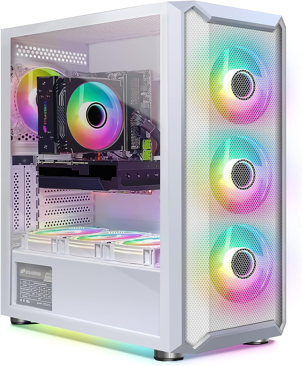 STGAubron Gaming Desktop PC Computer,Intel Core I7 3.4 GHz up to 3.9 GHz,Radeon RX 580 8G GDDR5,16G RAM,512G SSD,WiFi,Bluetooth 5.0,RGB Fanx6,RGB Keyboard&Mouse&Mouse Pad,RGB BT Sound Bar,W10H64