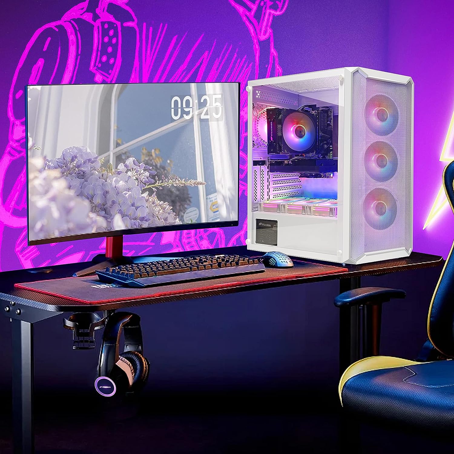 STGAubron Gaming Desktop PC Computer,Intel Core I7 3.4 GHz up to 3.9 GHz,Radeon RX 580 8G GDDR5,16G RAM,512G SSD,WiFi,Bluetooth 5.0,RGB Fanx6,RGB Keyboard&Mouse&Mouse Pad,RGB BT Sound Bar,W10H64