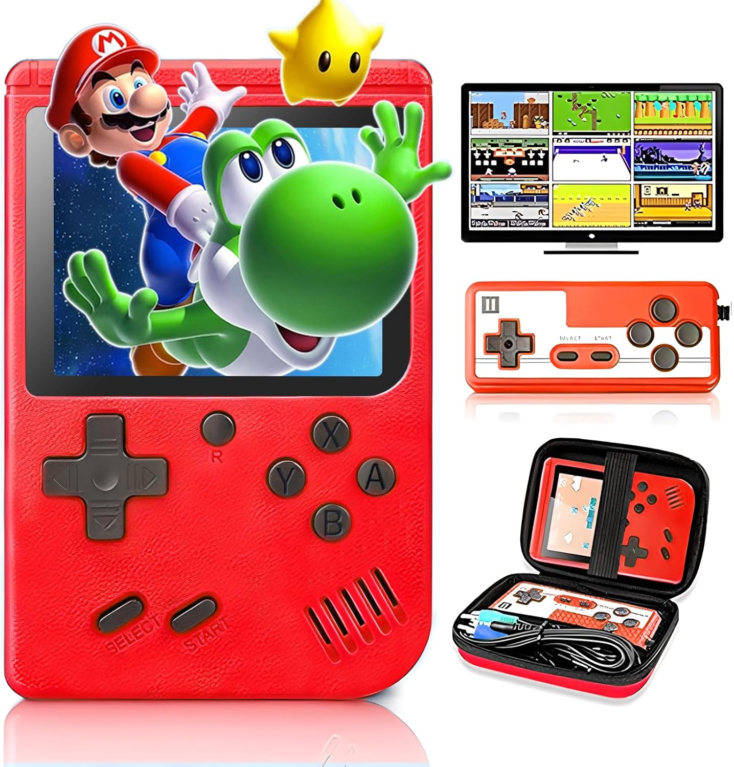 Tlsdosp Retro Handheld Game Console with 400 Classical FC Games-3.0 Inches Screen Portable Video Game Consoles with Protective Shell-Handheld Video Games Support for Connecting TV & Two Players (Blue)