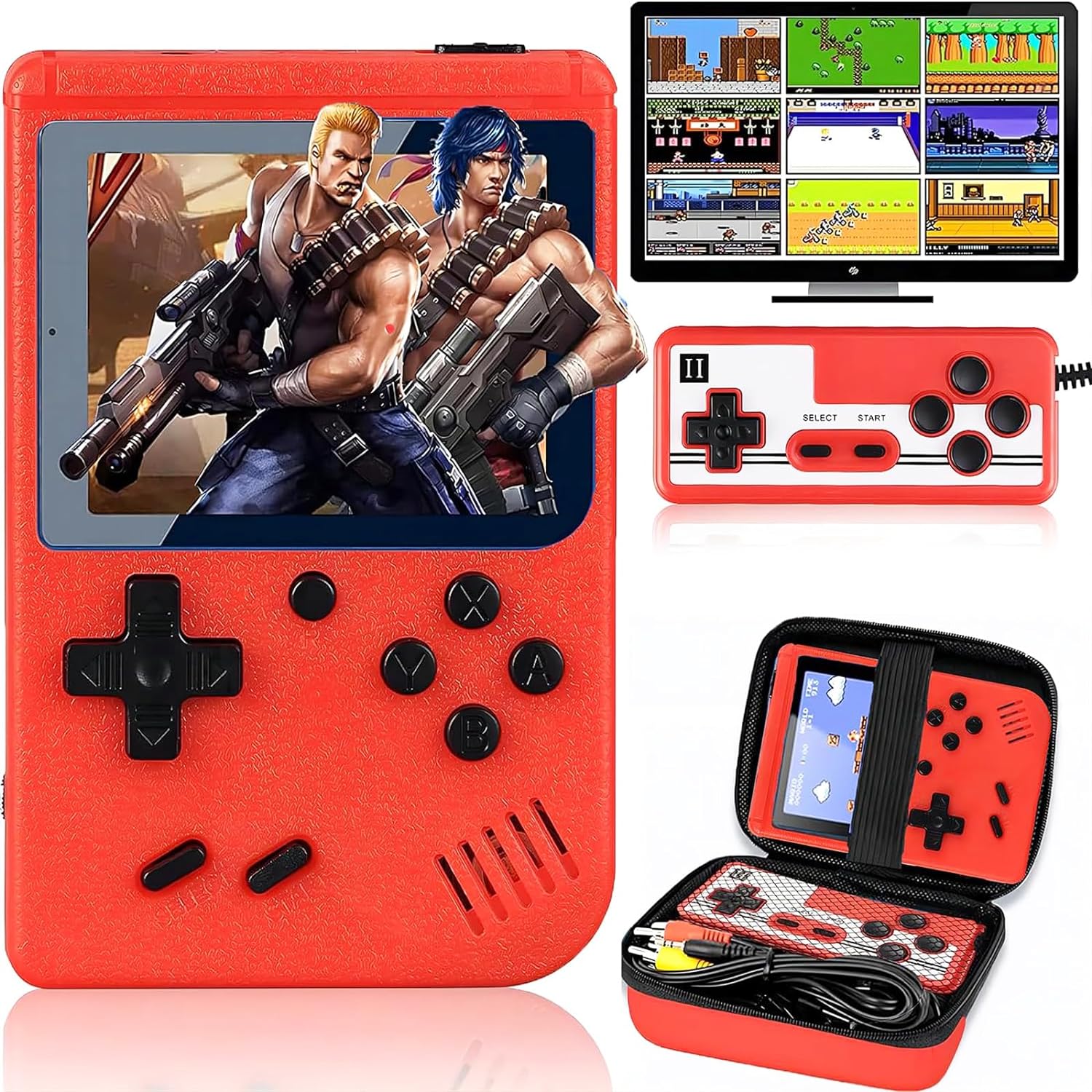 Tlsdosp Retro Handheld Game Console with 400 Classical FC Games-3.0 Inches Screen Portable Video Game Consoles with Protective Shell-Handheld Video Games Support for Connecting TV & Two Players (Blue)