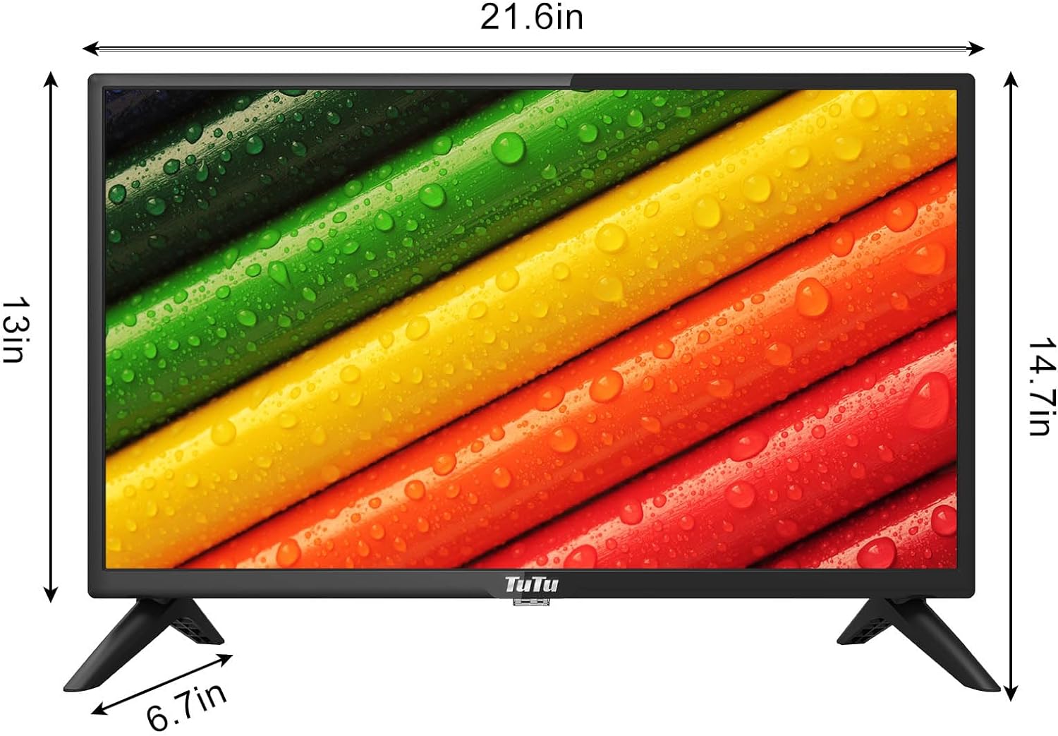 TuTu 24-inch 60Hz 720P HD LED TV Flat Screen Television with Dolby Audio for Home,Office HDMI,USB,VGA,RCA Dual Channel Speakers(2023 Model)