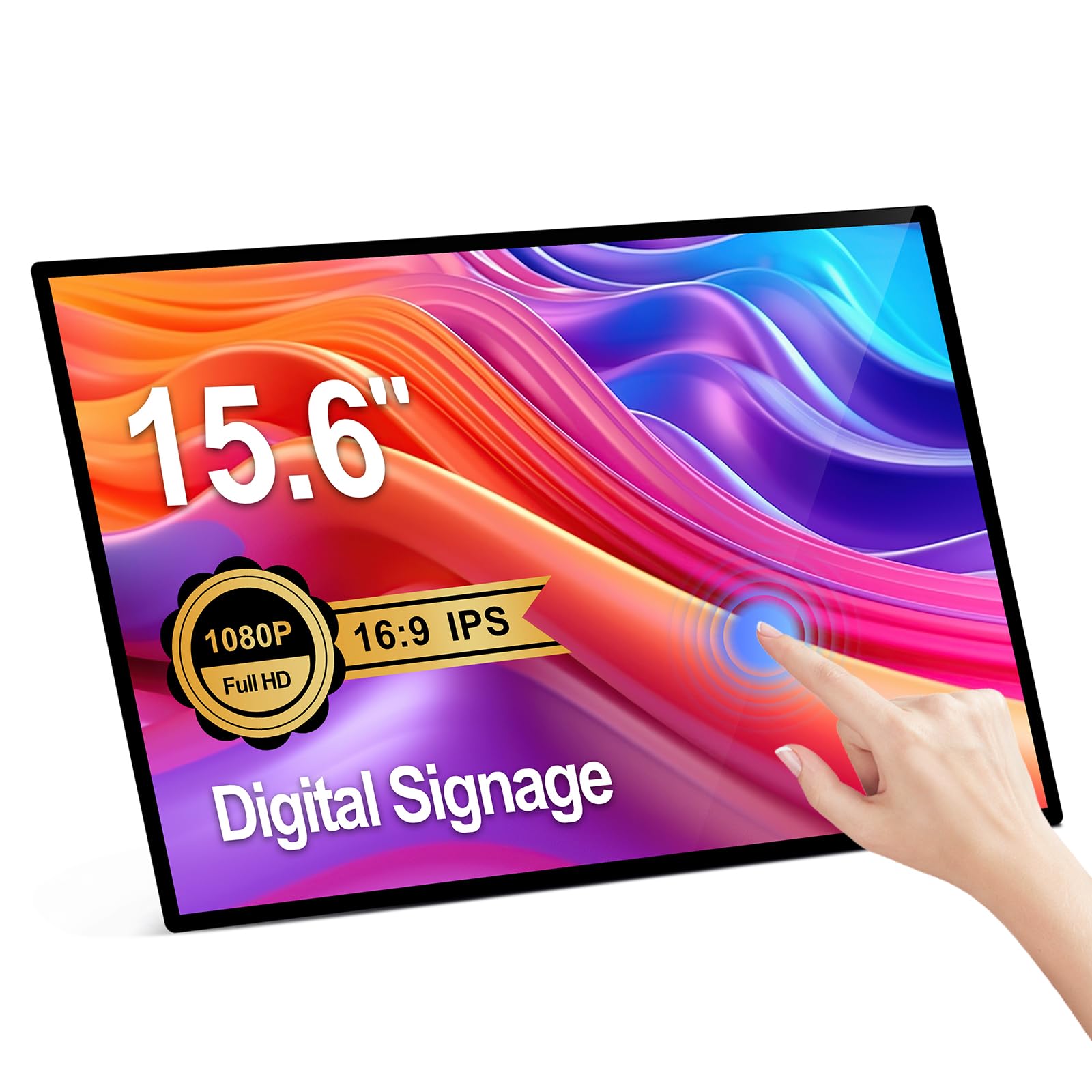 AYSTekMann 15.6” Indoor Interactive LCD Digital Signage Display Commercial Advertising Kiosk Smart Video Media Player Ultra Thin 5G WiFi All in One Android Capacitive Touch Screen