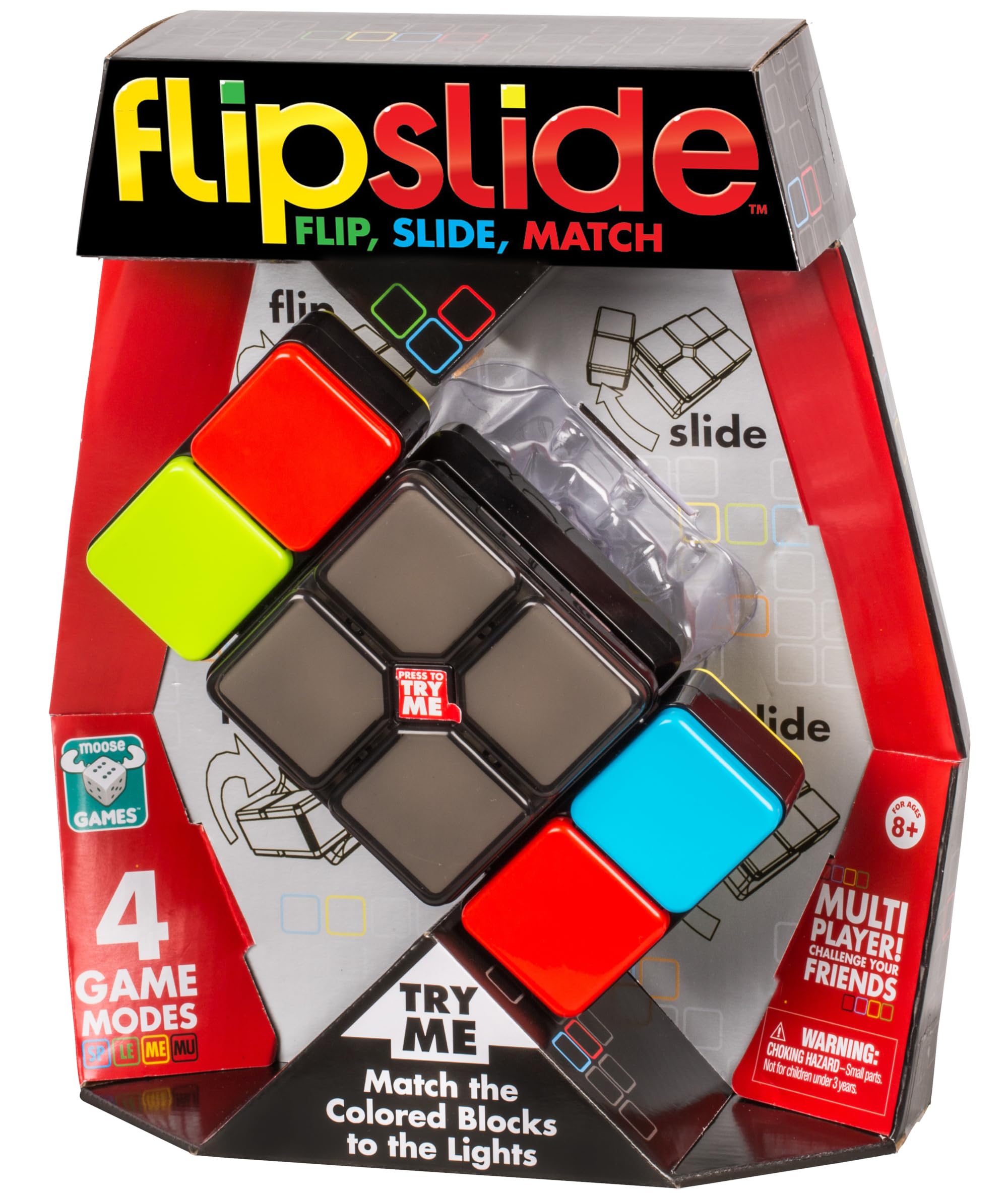 Flipslide Game – Electronic Handheld Game | Addictive Multiplayer Puzzle Game of Skill | Flip, Slide & Match Colors to Beat the Clock | 4 Thrilling Game Modes | Ages 8+ | Includes Batteries
