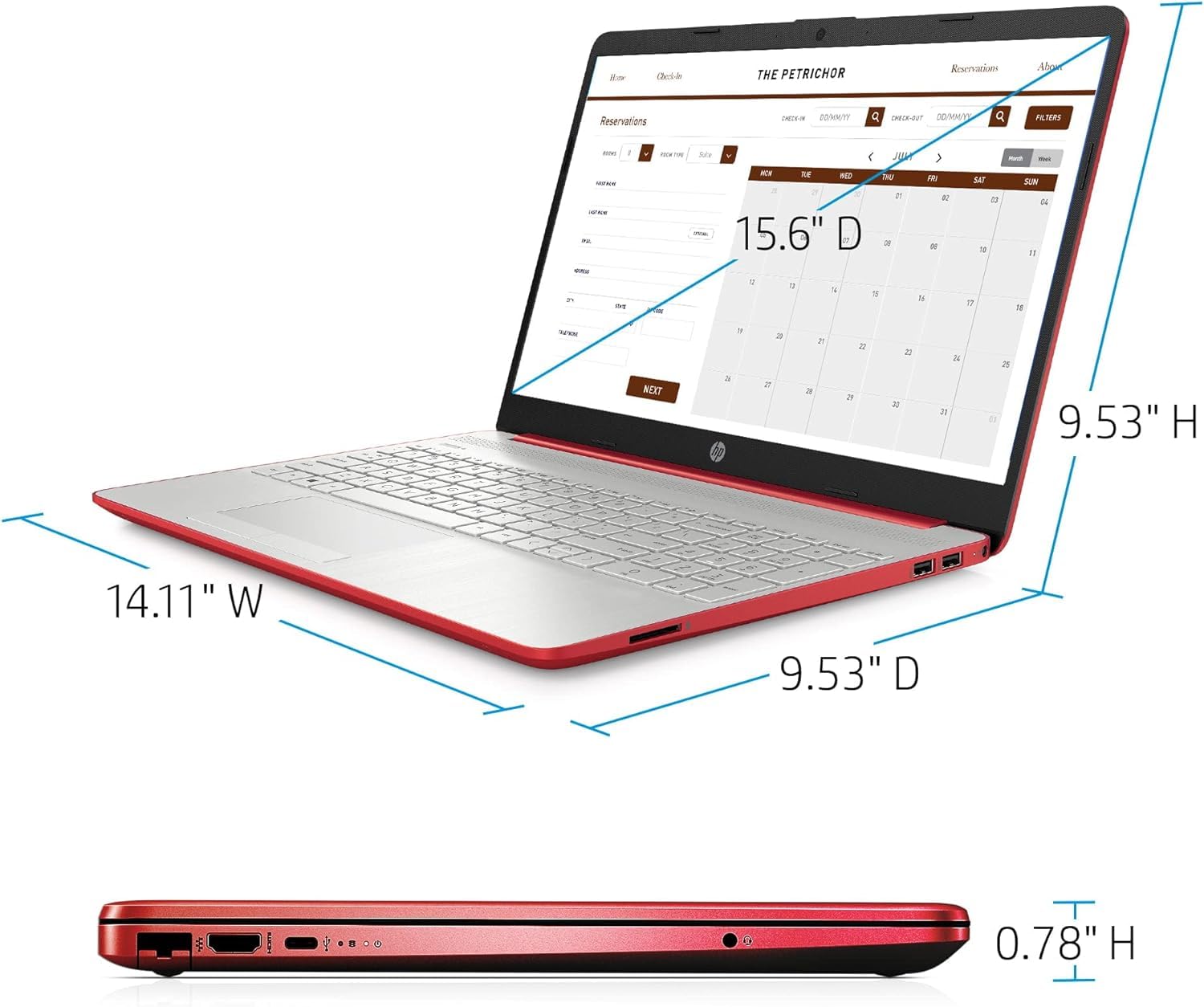 hp Newest Essential 15 Laptop, 16GB RAM, 640GB(128GB SSD+512GB USB), 15.6