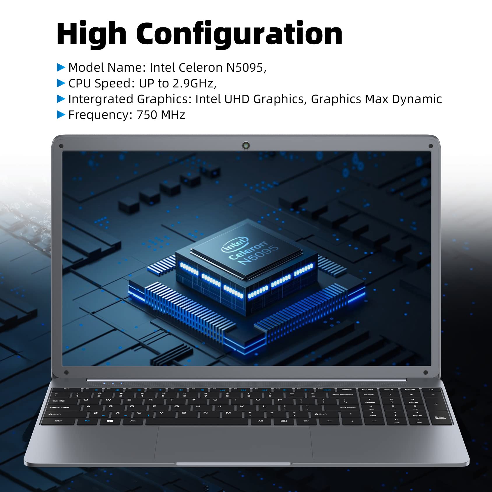 SGIN Laptop 15.6 inch IPS FHD Display, 12GB DDR4 512GB SSD Laptops Computer, Intel Celeron N5095 Quad Core Processor, 1920 * 1080, Dual Band WiFi, Bluetooth 4.2, Mini HDMI, 512GB TF Card Expansion