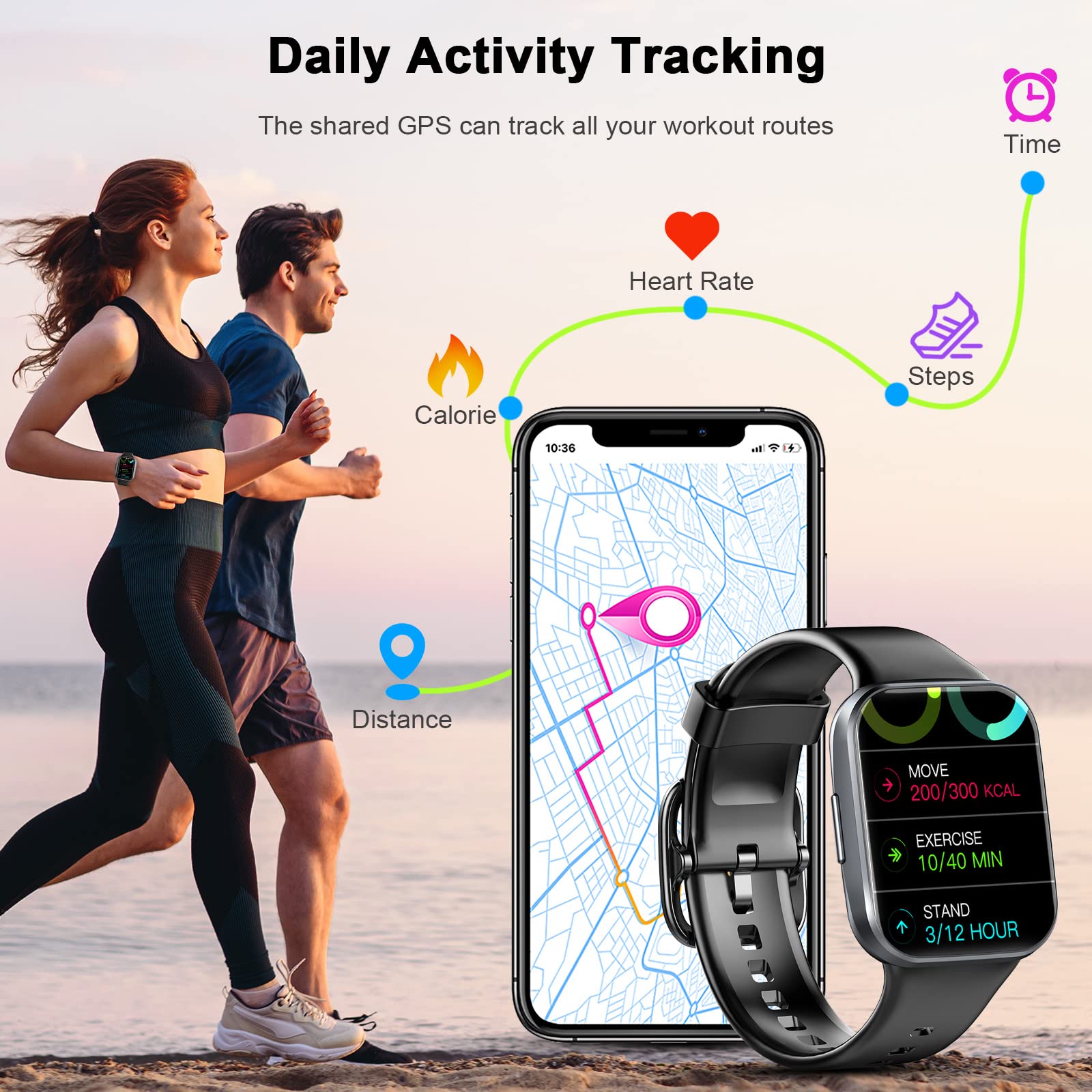 Smart Watch, 2023 Fitness Tracker Watch for Men Women, 1.69'' Touch Smartwatch Fitness Watch with Heart Rate Monitor/Pedometer/Sleep Monitor, 25 Sports Waterproof Activity Tracker for Android Molocy