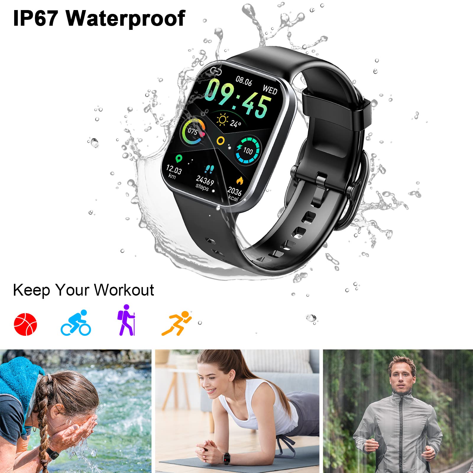 Smart Watch, 2023 Fitness Tracker Watch for Men Women, 1.69'' Touch Smartwatch Fitness Watch with Heart Rate Monitor/Pedometer/Sleep Monitor, 25 Sports Waterproof Activity Tracker for Android Molocy