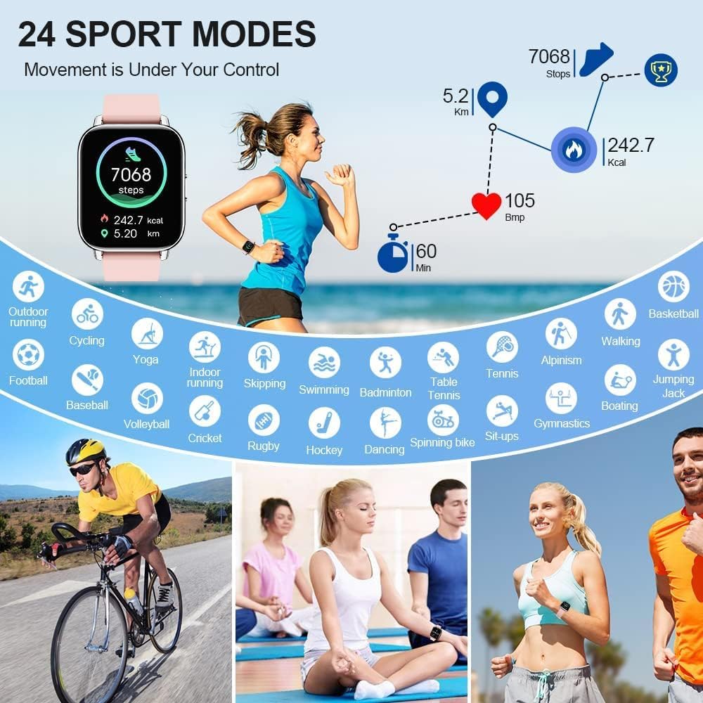 Smart Watch, 2023 Fitness Tracker Watch for Men Women, 1.69'' Touch Smartwatch Fitness Watch with Heart Rate Monitor/Pedometer/Sleep Monitor, 25 Sports Waterproof Activity Tracker for Android Molocy
