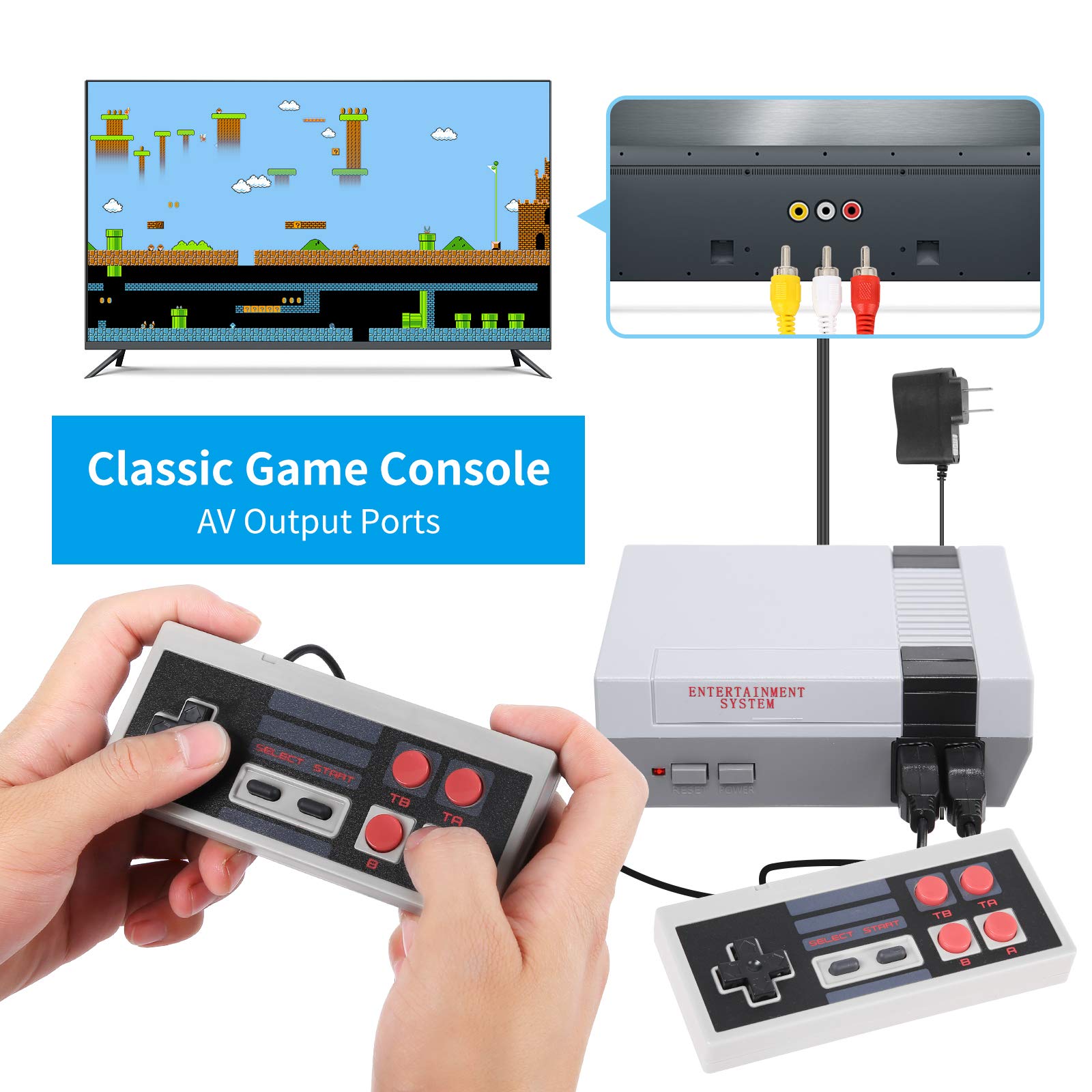 Classic Handheld Game Console, Classic Game Console Built-in 620 Game Handheld Game Console, Video Game Player Console-HMJ-Blue