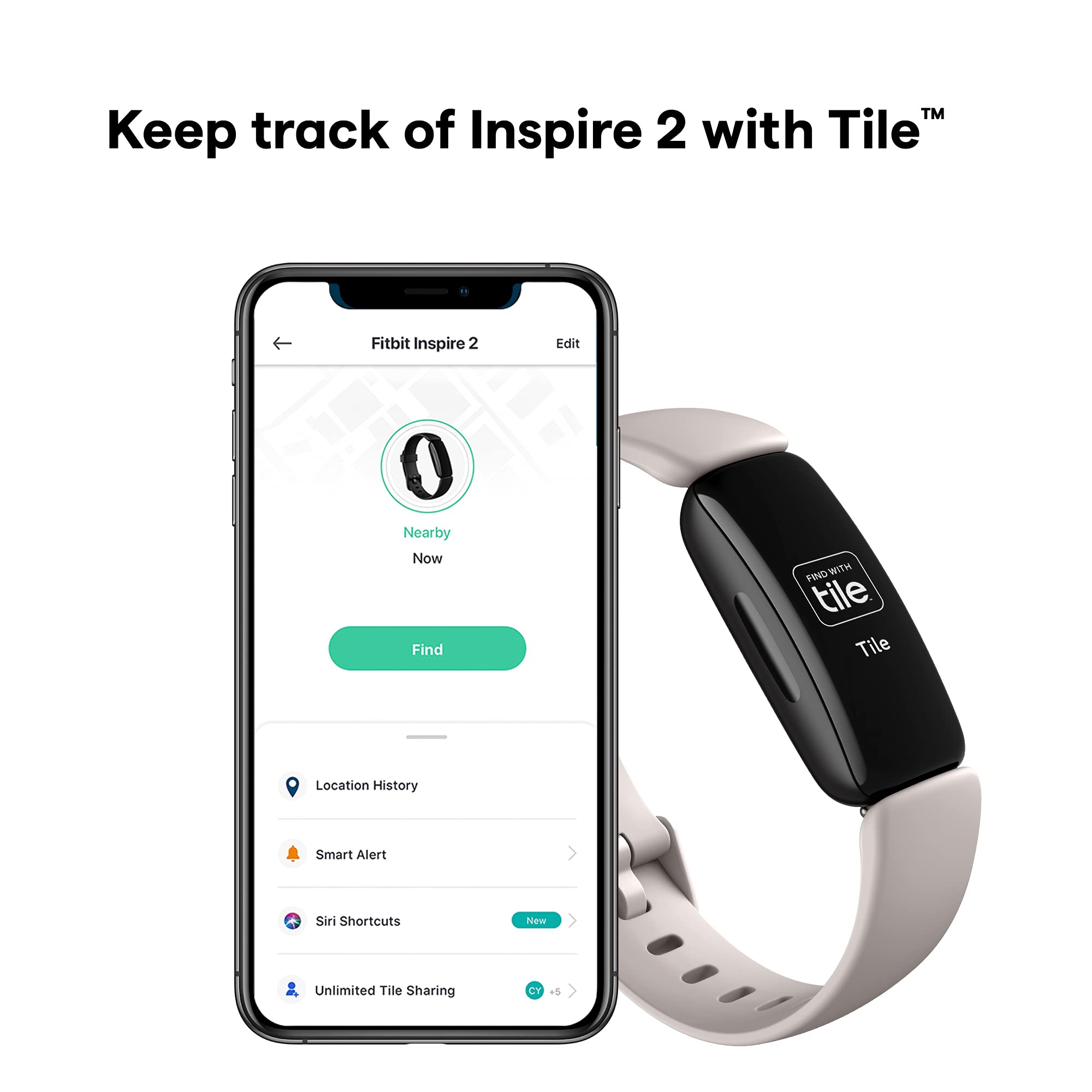 Fitbit Inspire 2 Health & Fitness Tracker with a Free 1-Year Fitbit Premium Trial, 24/7 Heart Rate, Black/Black, One Size (S & L Bands Included)