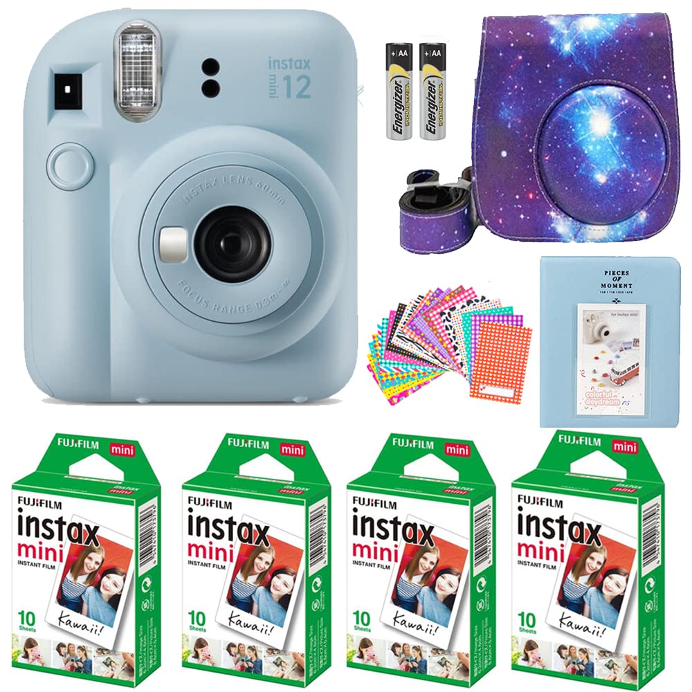 Fujifilm Instax Mini 12 Instant Camera Lilac Purple with Fujifilm Instant Mini Film (40 Sheets) with Accessories Including Carrying Case with Strap, Photo Album, Stickers (Lilac Purple)