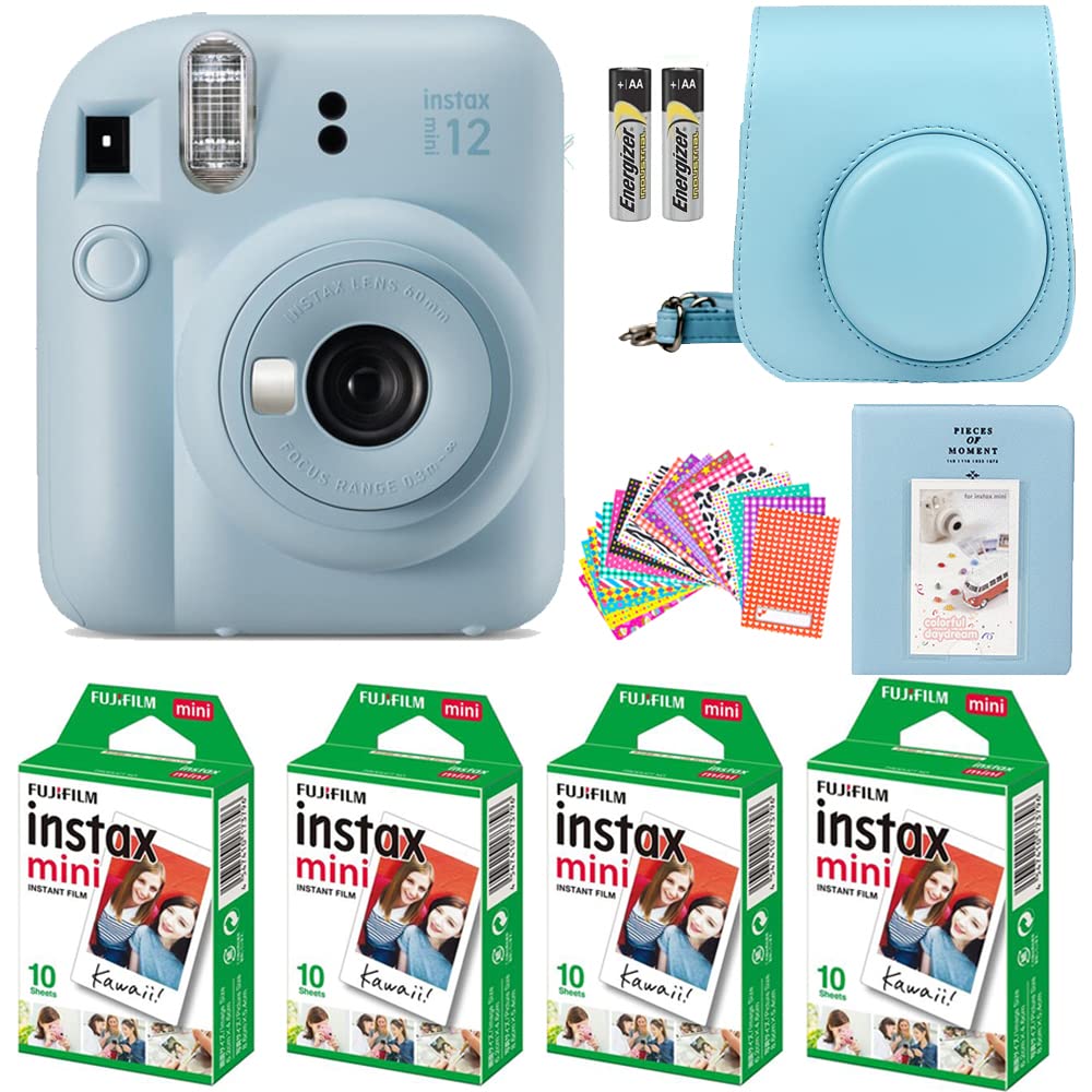 Fujifilm Instax Mini 12 Instant Camera Lilac Purple with Fujifilm Instant Mini Film (40 Sheets) with Accessories Including Carrying Case with Strap, Photo Album, Stickers (Lilac Purple)