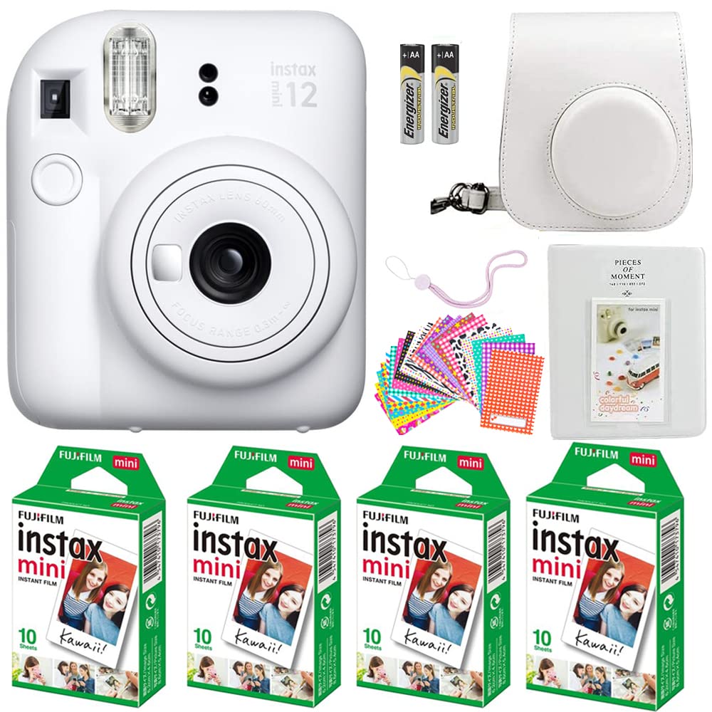 Fujifilm Instax Mini 12 Instant Camera Lilac Purple with Fujifilm Instant Mini Film (40 Sheets) with Accessories Including Carrying Case with Strap, Photo Album, Stickers (Lilac Purple)