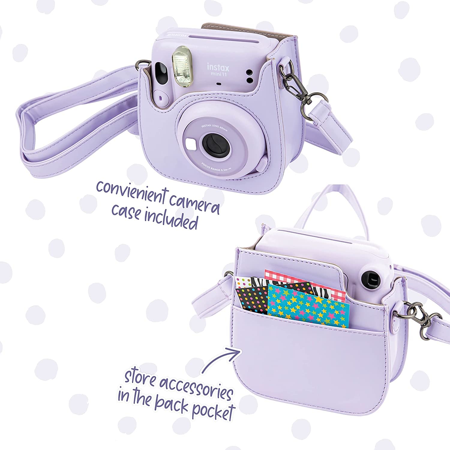 Fujifilm Instax Mini 12 Instant Camera Lilac Purple with Fujifilm Instant Mini Film (40 Sheets) with Accessories Including Carrying Case with Strap, Photo Album, Stickers (Lilac Purple)