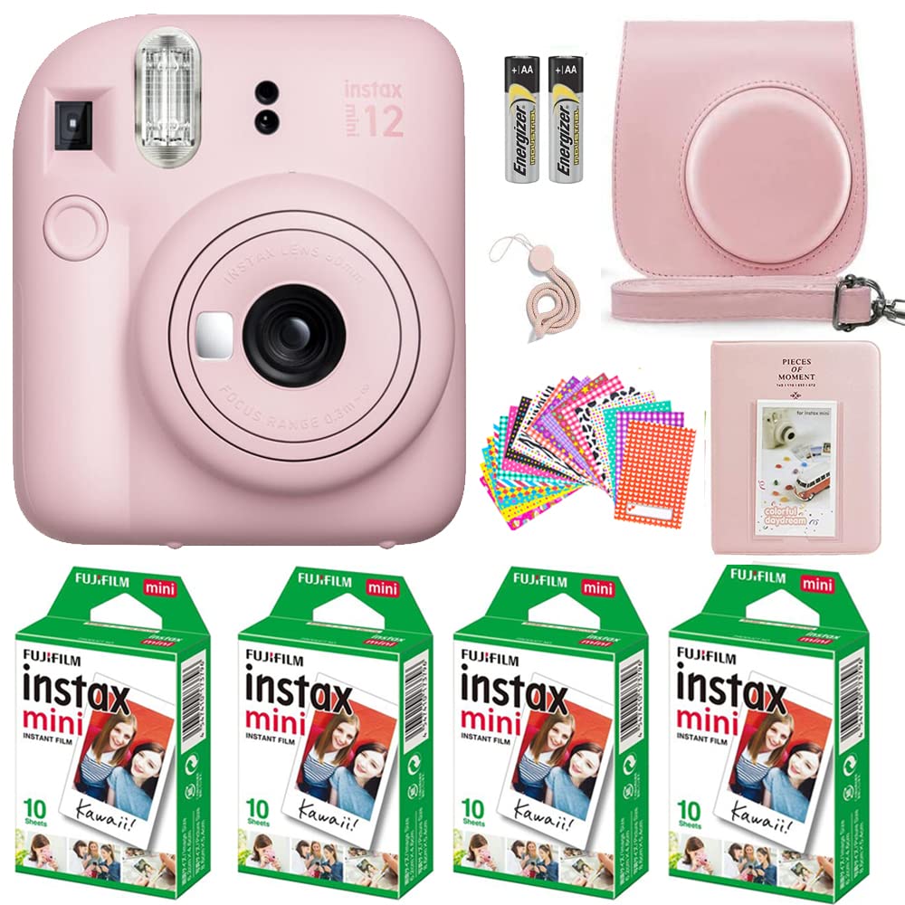 Fujifilm Instax Mini 12 Instant Camera Lilac Purple with Fujifilm Instant Mini Film (40 Sheets) with Accessories Including Carrying Case with Strap, Photo Album, Stickers (Lilac Purple)