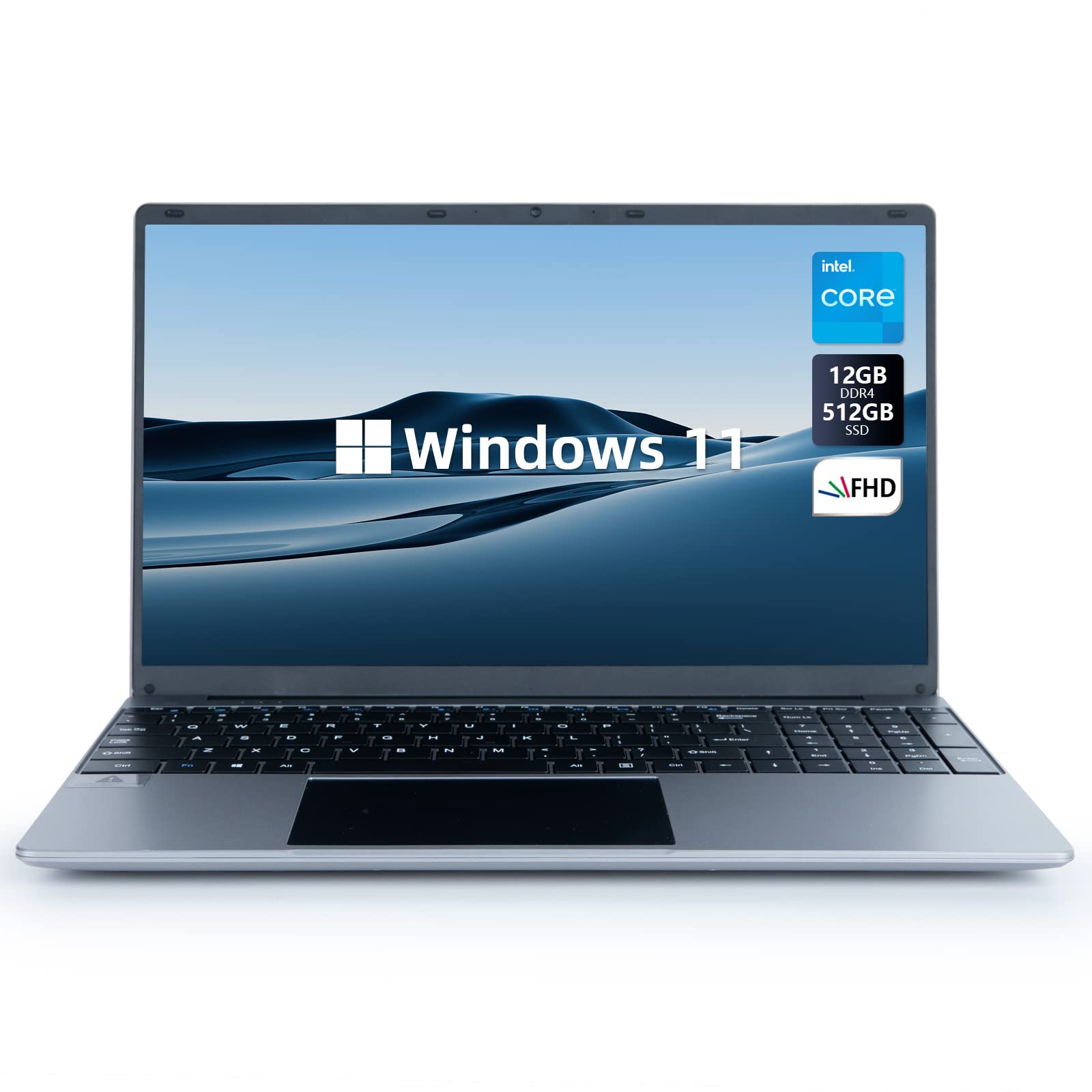 Maypug Laptop Computer -1080P IPS Full HD Laptop,12GB DDR4 512GB SSD Quad-Core Intel Celeron Processors, Pre-Installed Windows 11, USB 3.0, 15.6”Screen, Bluetooth 4.2, 2.4G/5G WiFi, Mini-HDMI