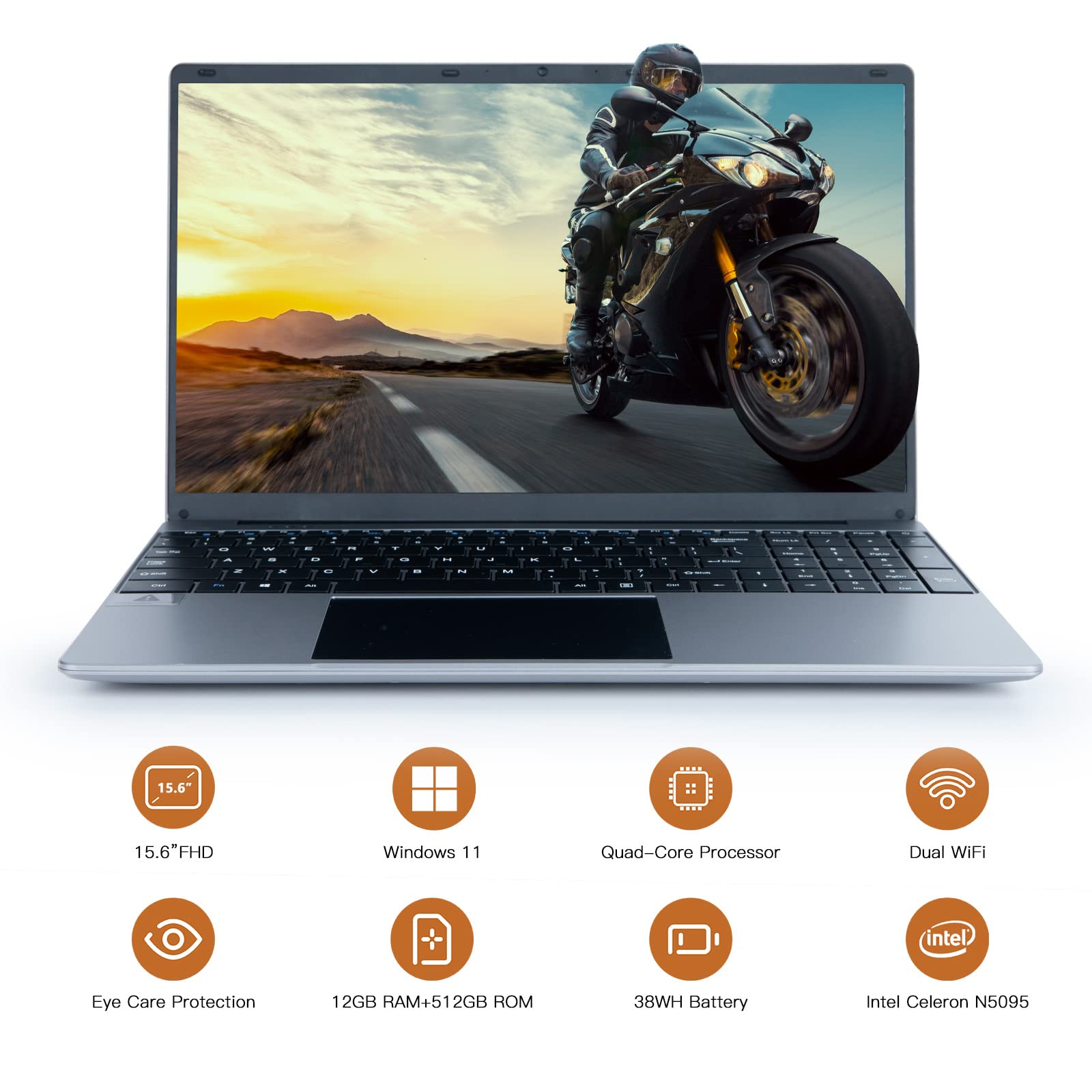 Maypug Laptop Computer -1080P IPS Full HD Laptop,12GB DDR4 512GB SSD Quad-Core Intel Celeron Processors, Pre-Installed Windows 11, USB 3.0, 15.6''Screen, Bluetooth 4.2, 2.4G/5G WiFi, Mini-HDMI