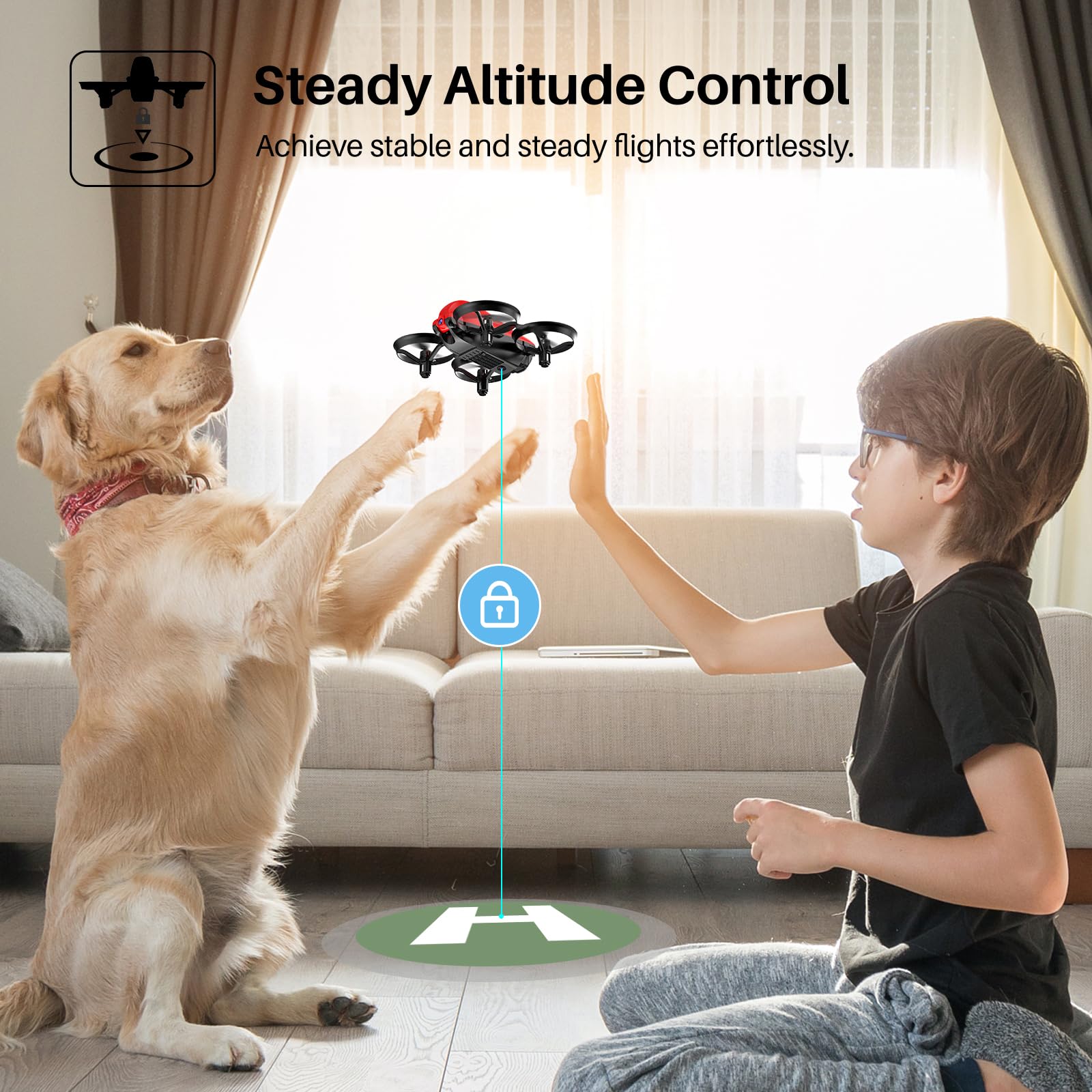 SIMREX X700 Drone with 720 HD Camera, WiFi FPV Live Video, 6-Axis RC Quadcopter, Altitude Hold & Headless Mode, Optical Flow Positioning, One Key Take Off/Land App Control with 360°Flip for Beginners