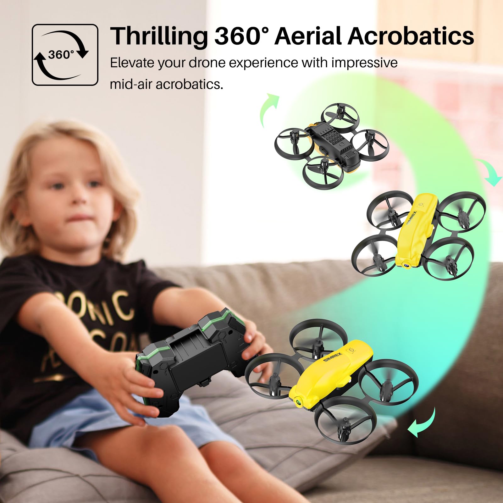 SIMREX X700 Drone with 720 HD Camera, WiFi FPV Live Video, 6-Axis RC Quadcopter, Altitude Hold & Headless Mode, Optical Flow Positioning, One Key Take Off/Land App Control with 360°Flip for Beginners