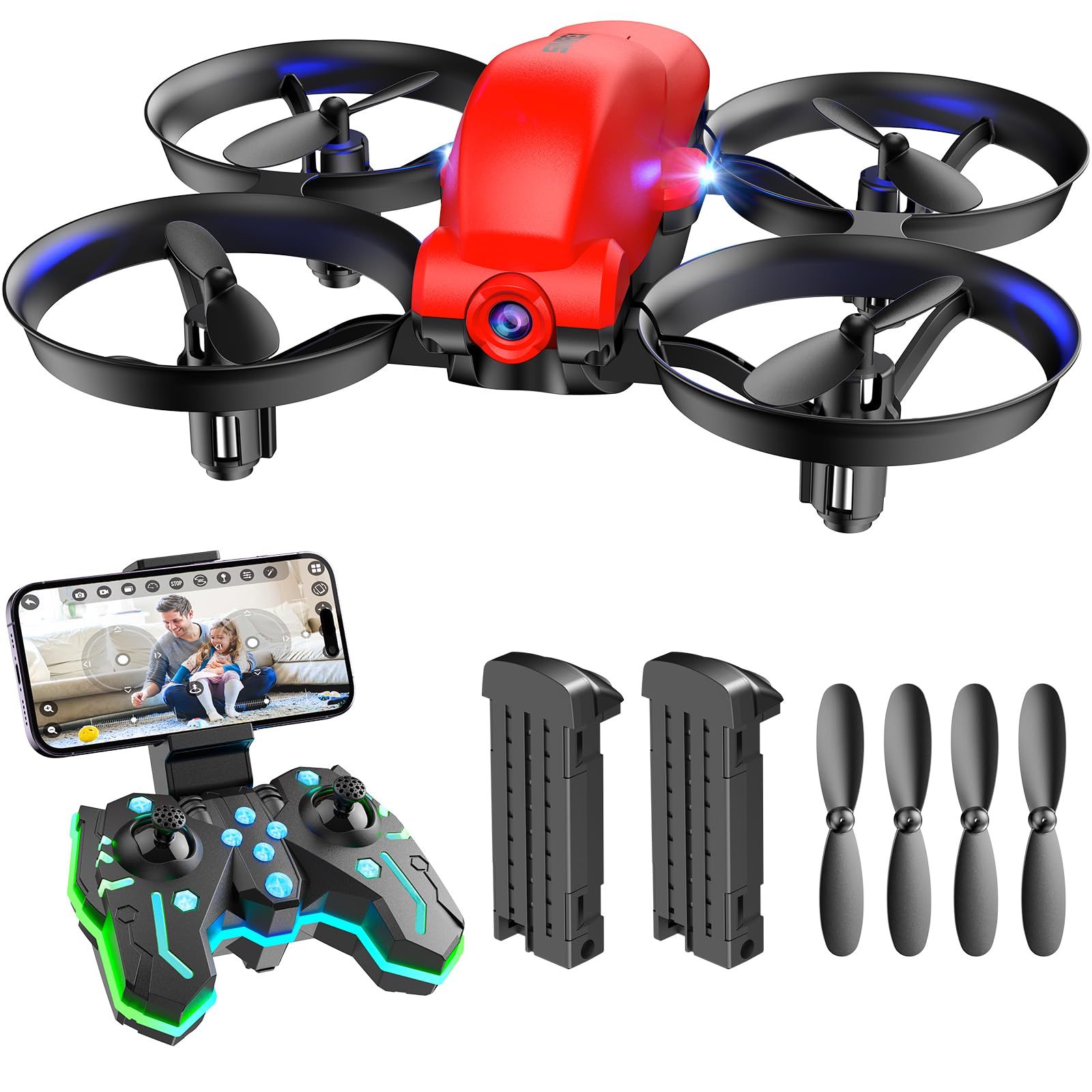 SIMREX X700 Drone with 720 HD Camera, WiFi FPV Live Video, 6-Axis RC Quadcopter, Altitude Hold & Headless Mode, Optical Flow Positioning, One Key Take Off/Land App Control with 360°Flip for Beginners