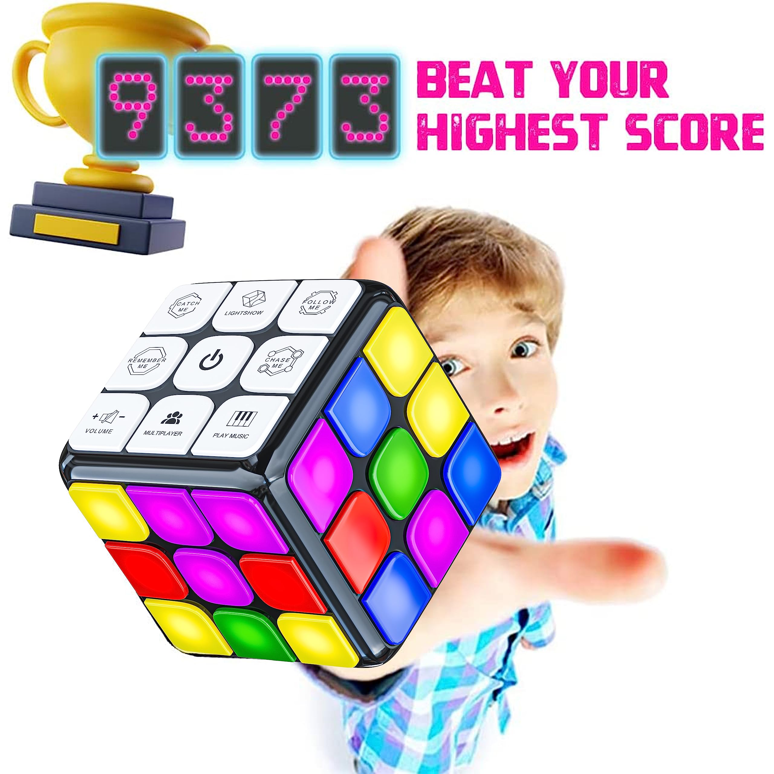 Skywin Puzzle Cube Game - Flashing Cube Handheld Electronic Games Stem Toy - Fun Memory Games & Brain Games for Adults and Kids