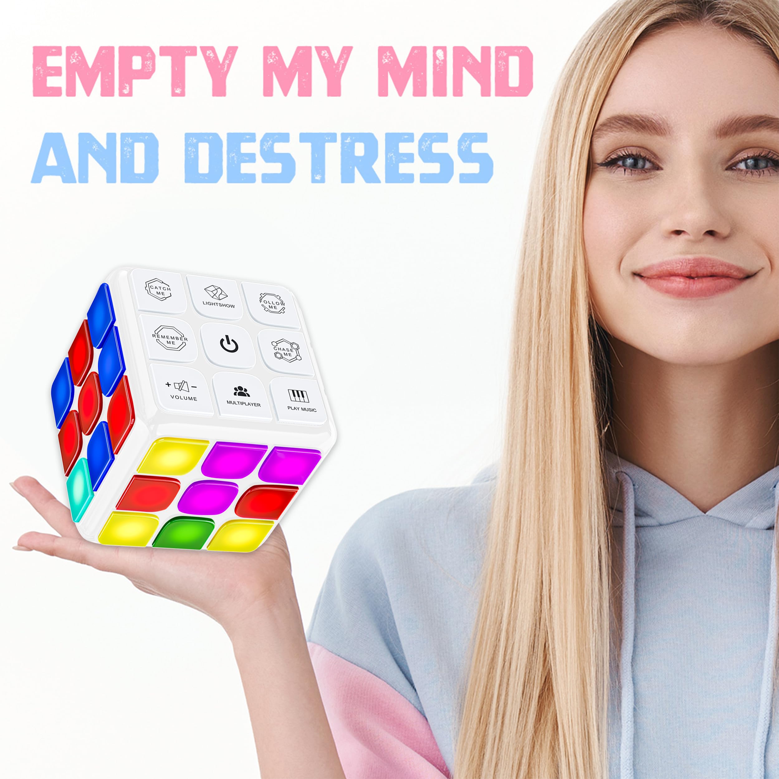 Skywin Puzzle Cube Game - Flashing Cube Handheld Electronic Games Stem Toy - Fun Memory Games & Brain Games for Adults and Kids