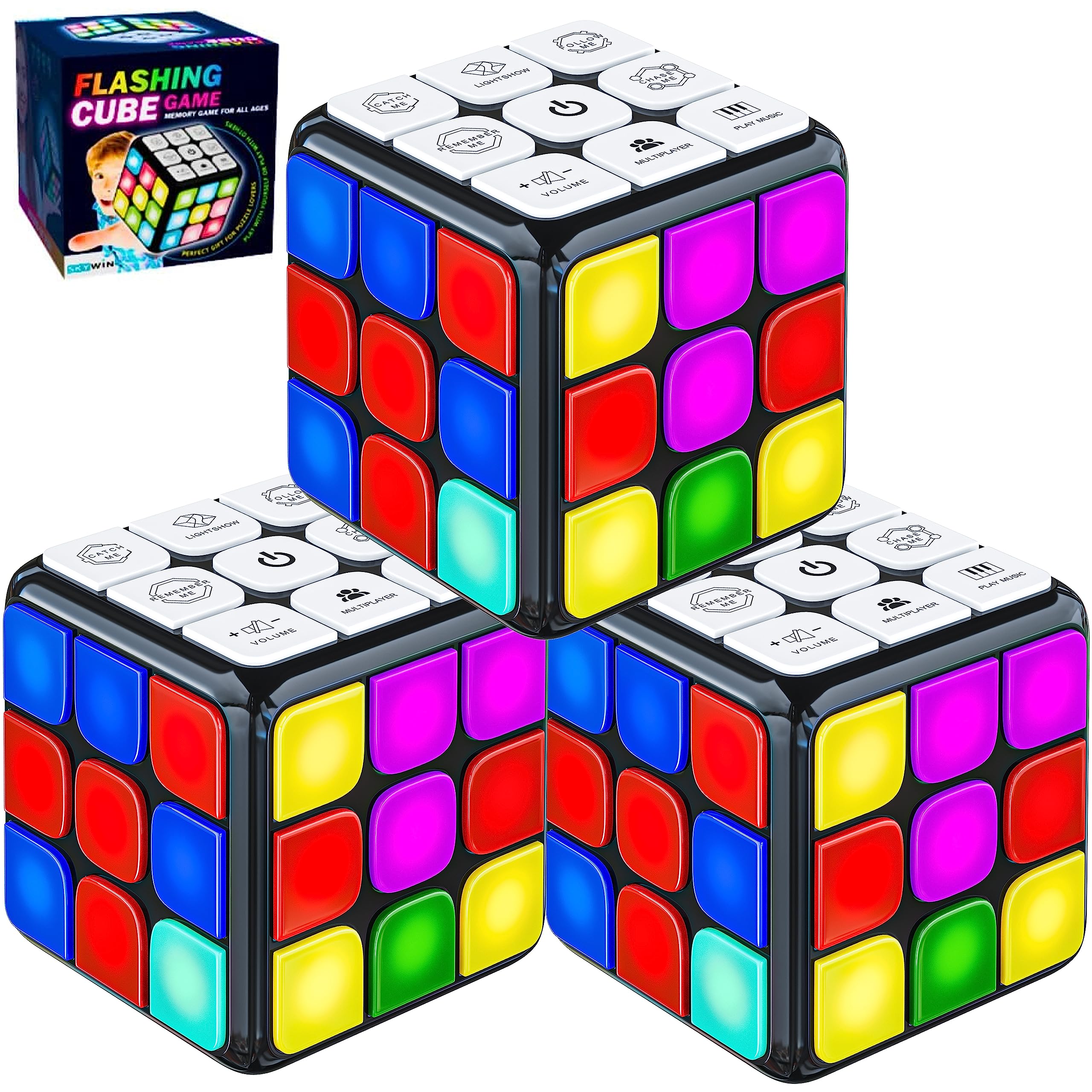 Skywin Puzzle Cube Game - Flashing Cube Handheld Electronic Games Stem Toy - Fun Memory Games & Brain Games for Adults and Kids