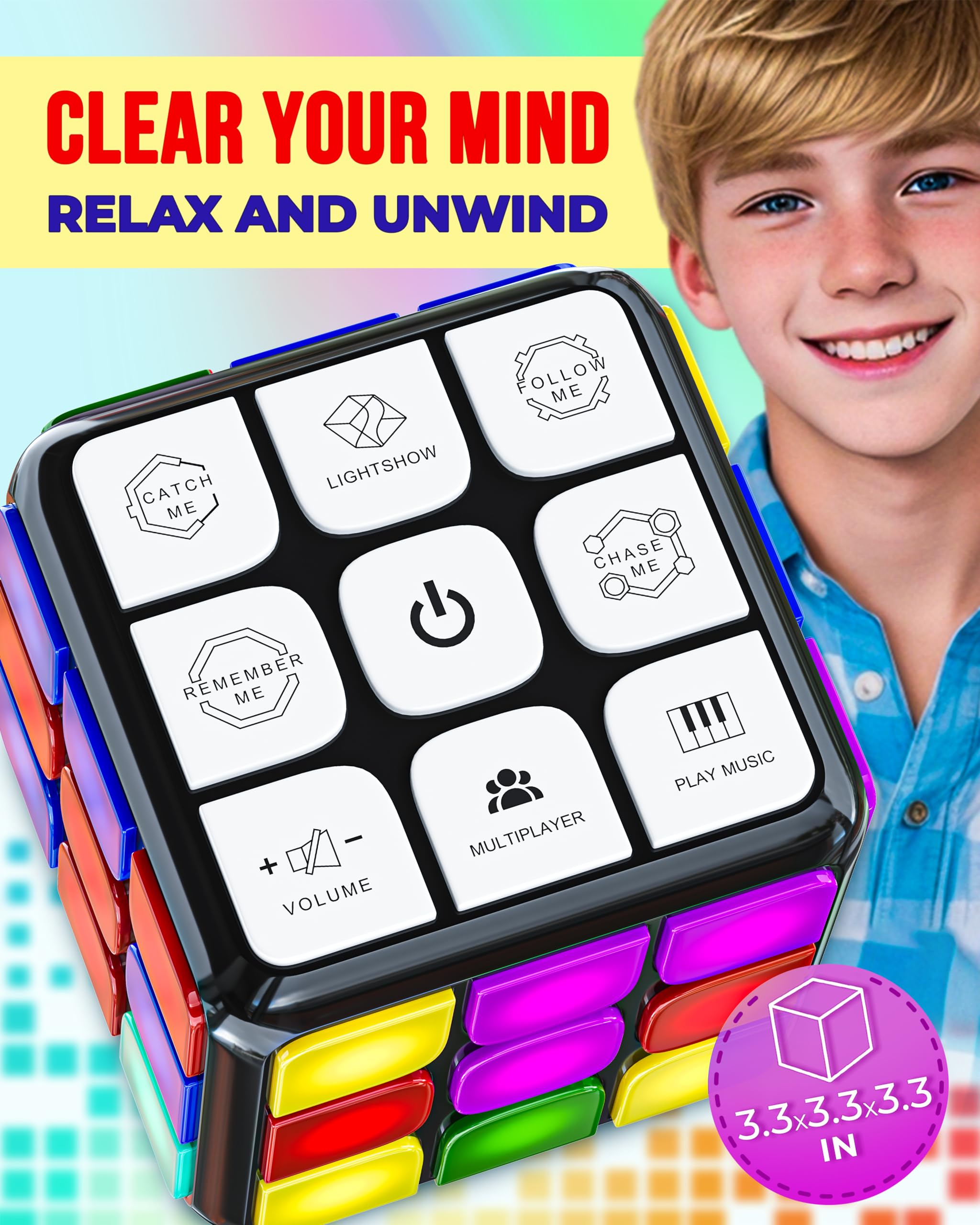 Skywin Puzzle Cube Game - Flashing Cube Handheld Electronic Games Stem Toy - Fun Memory Games & Brain Games for Adults and Kids