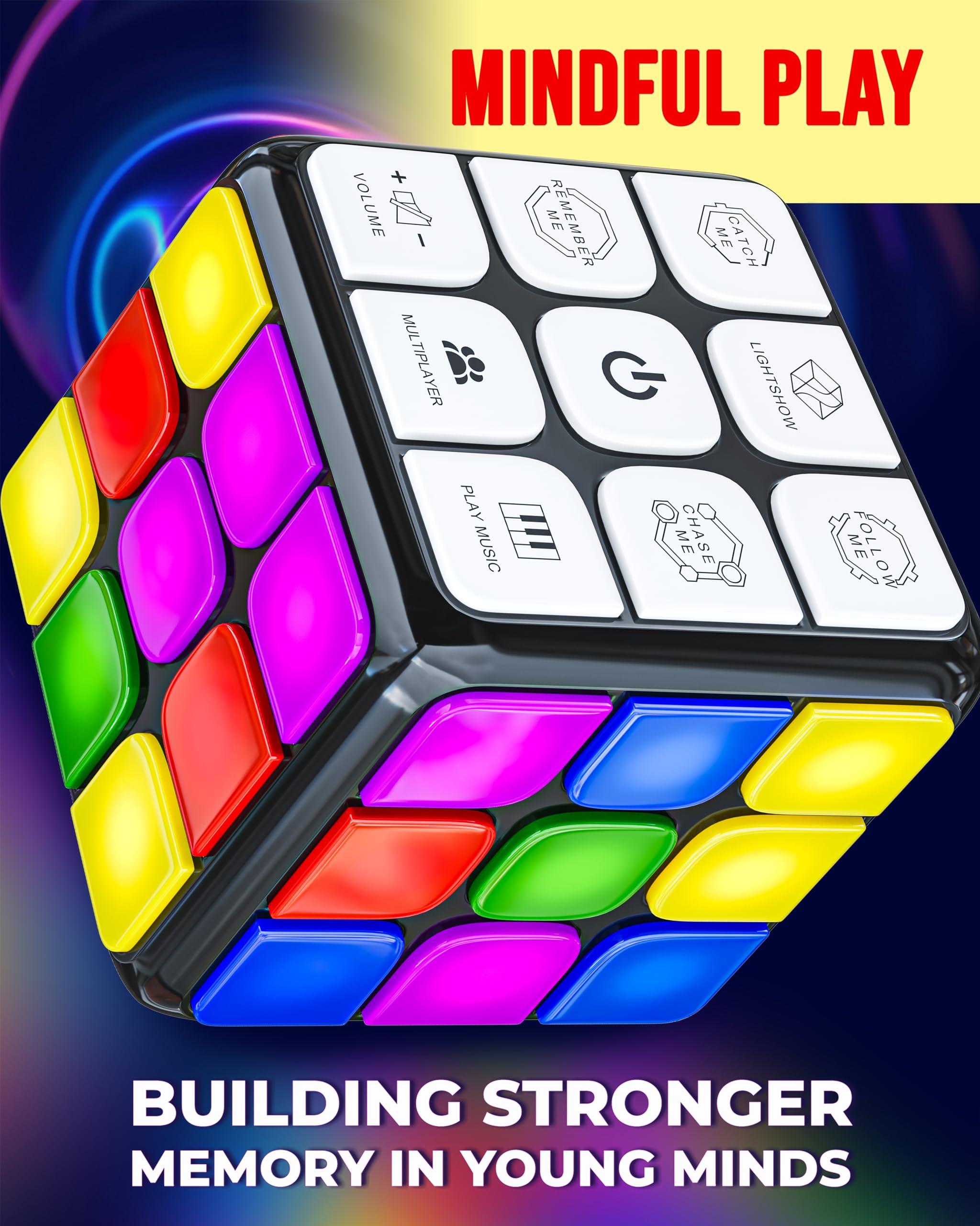 Skywin Puzzle Cube Game - Flashing Cube Handheld Electronic Games Stem Toy - Fun Memory Games & Brain Games for Adults and Kids