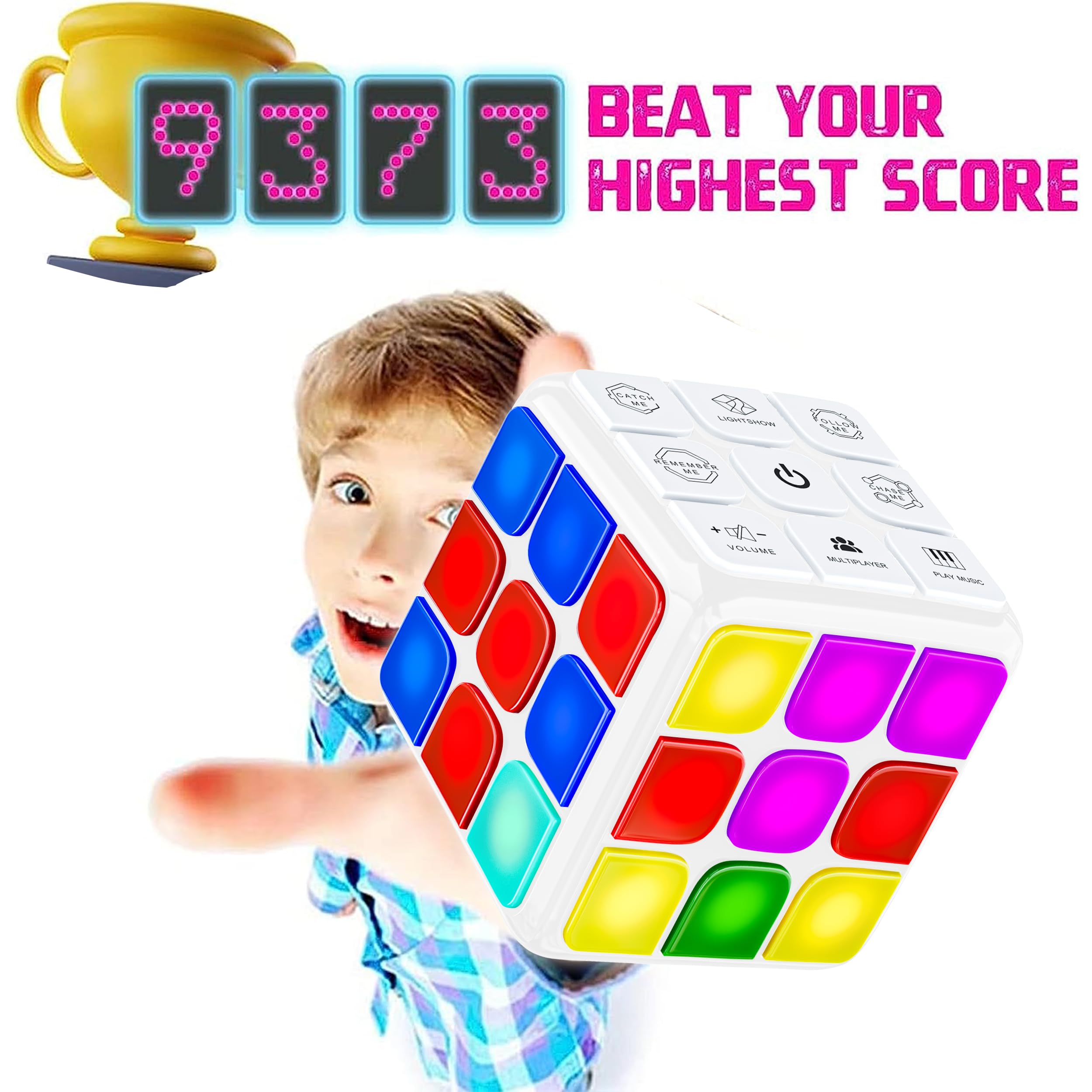 Skywin Puzzle Cube Game - Flashing Cube Handheld Electronic Games Stem Toy - Fun Memory Games & Brain Games for Adults and Kids