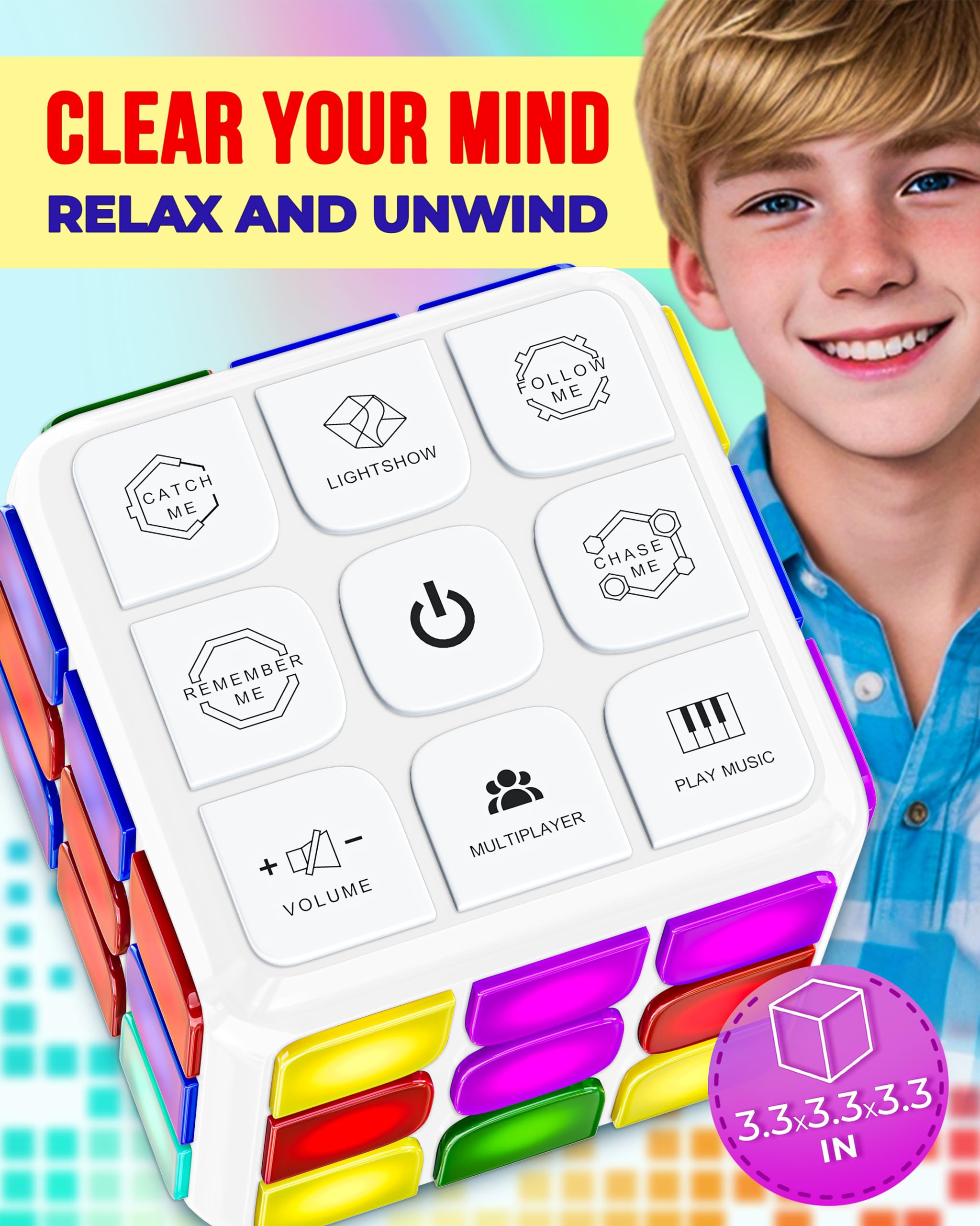 Skywin Puzzle Cube Game - Flashing Cube Handheld Electronic Games Stem Toy - Fun Memory Games & Brain Games for Adults and Kids