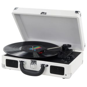 Vinyl Record Player Wireless Turntable Bluetooth 3-Speed Portable Vintage Suitcase with Built-in Speakers, Includes Extra Stylus, RCA Out, AUX in